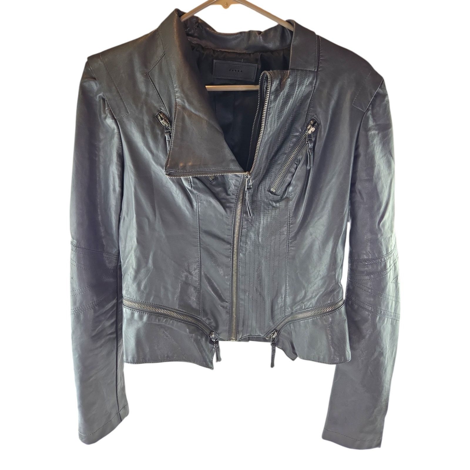 BLANKNYC BlankNYC | Grey, Faux Leather, Moto Jacket | Size Medium Size M / US 6-8 / IT 42-44 - 1 Thumbnail