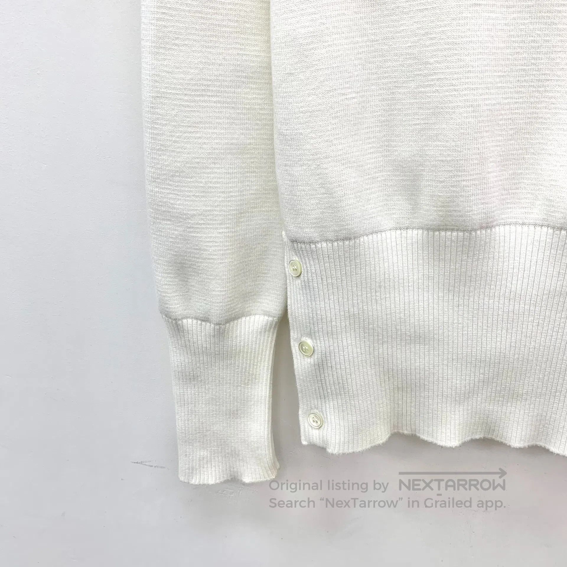 Thom Browne Thom Browne White Classic Four Stripe Cotton Crew Neck Lon Size US XXS / EU 40 - 4 Thumbnail
