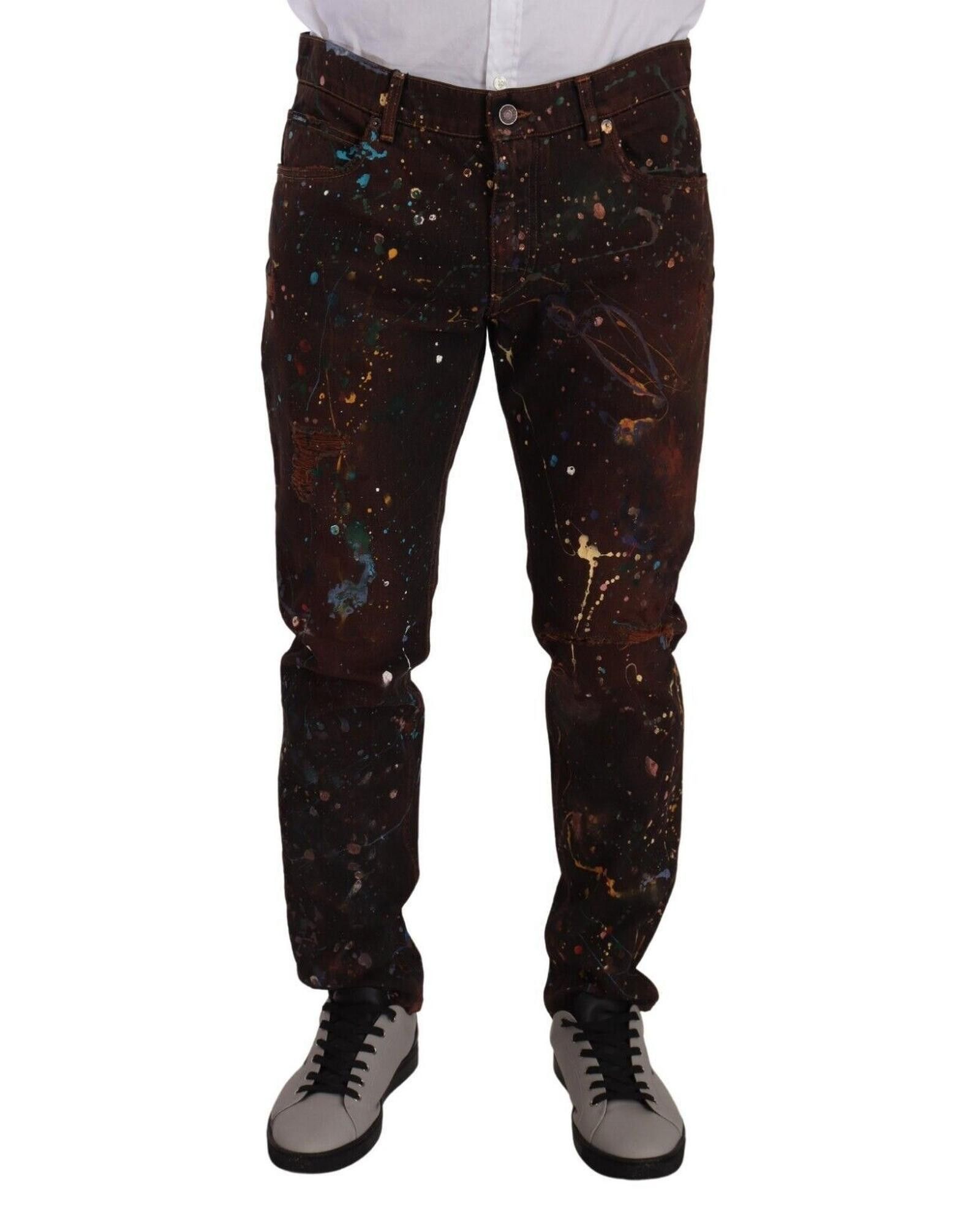image of Dolce Gabbana Multicolored Regular Fit Denim Jeans in Brown, Men's (Size 36)