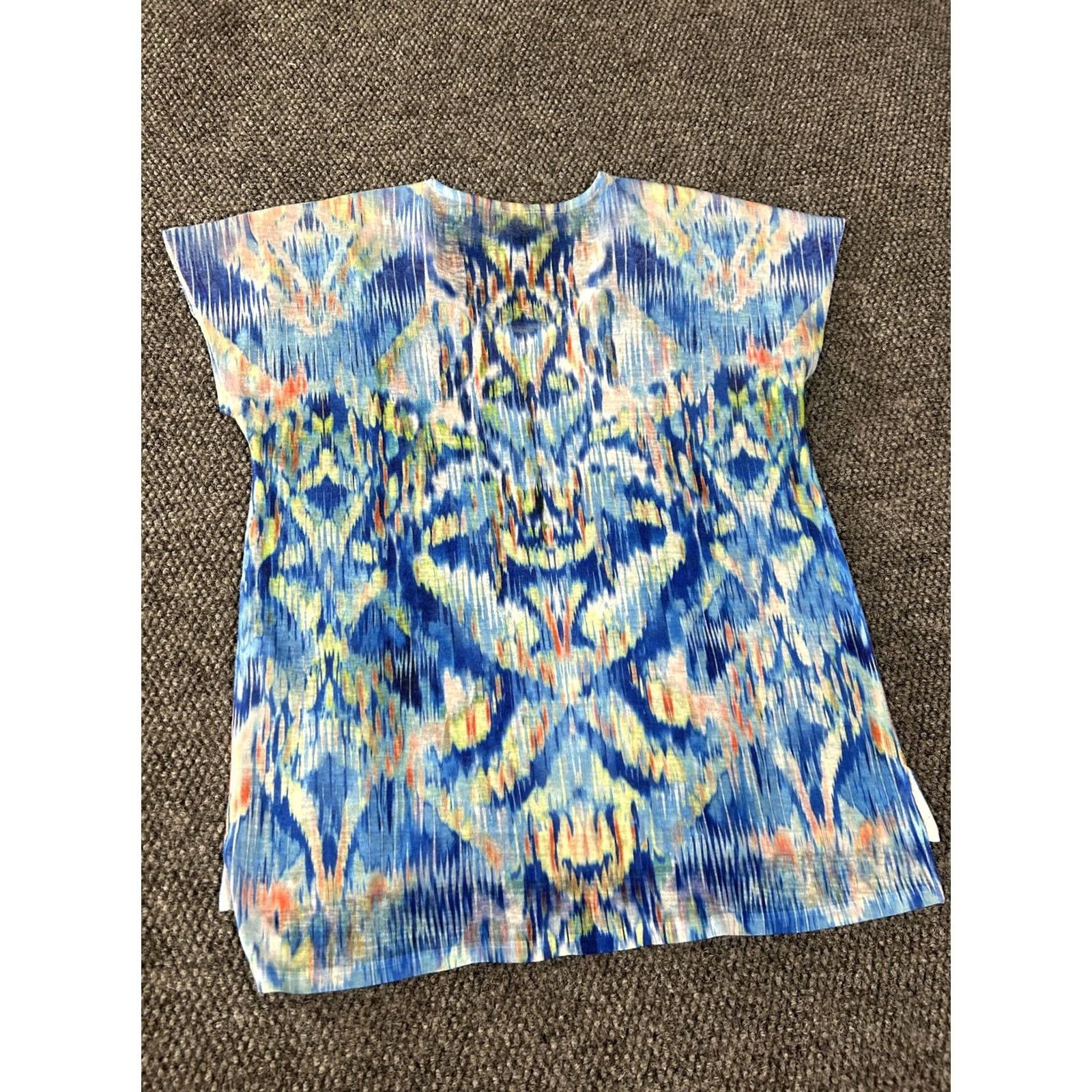 Vintage Chicos Shirt Womens 1 Blue Geometric Print V Neck Dolman Short Sleeve Top Boho Size XS / US 0-2 / IT 36-38 - 6 Thumbnail