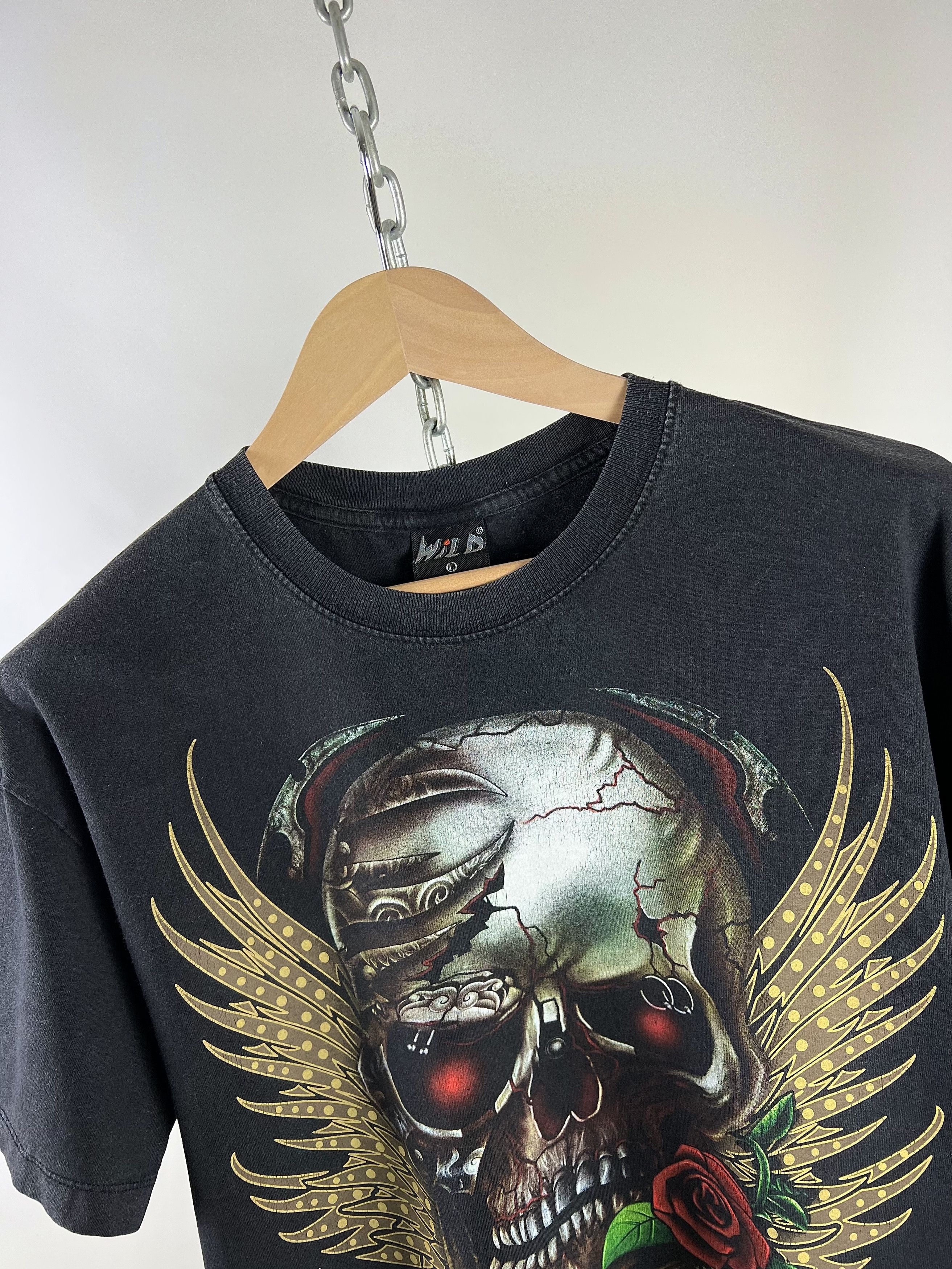 Affliction Y2K Vintage WILD Skull Roses Faded Skeleton T-Shirt Size US L / EU 52-54 / 3 - 4 Thumbnail