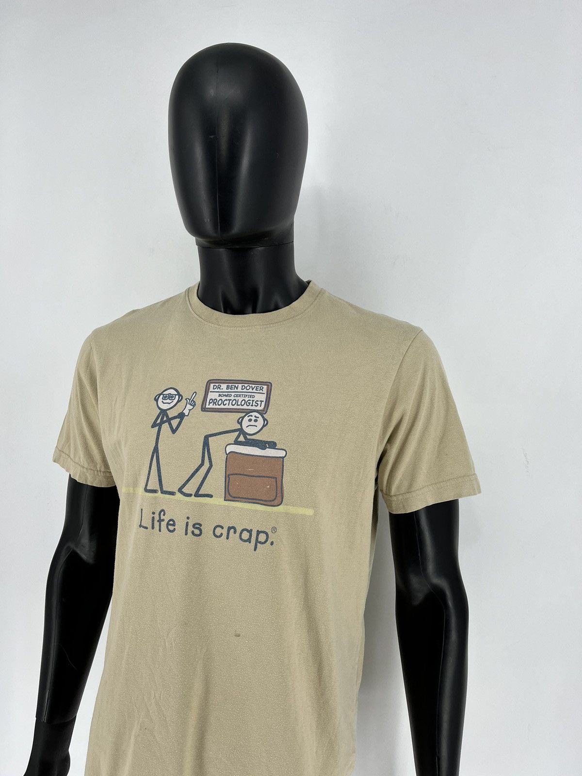 Vintage LIFE IS CRAP "DR. Ben Dover - Proctologist" Brown M T-shirt Size US M / EU 48-50 / 2 - 4 Thumbnail