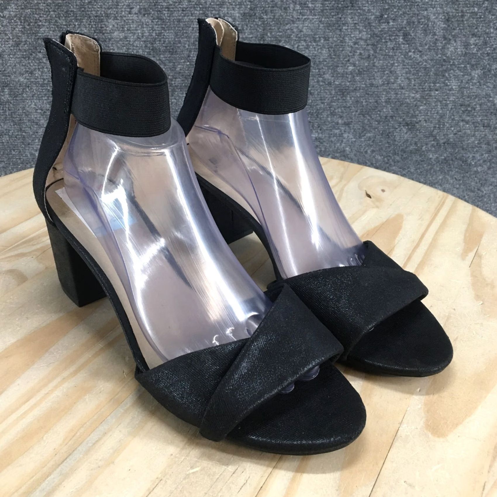 Vintage White Mountain Sandals Womens 10.5 M Ever Ankle Strap Black Casual Block Heels Size US 11 / IT 41 - 3 Thumbnail