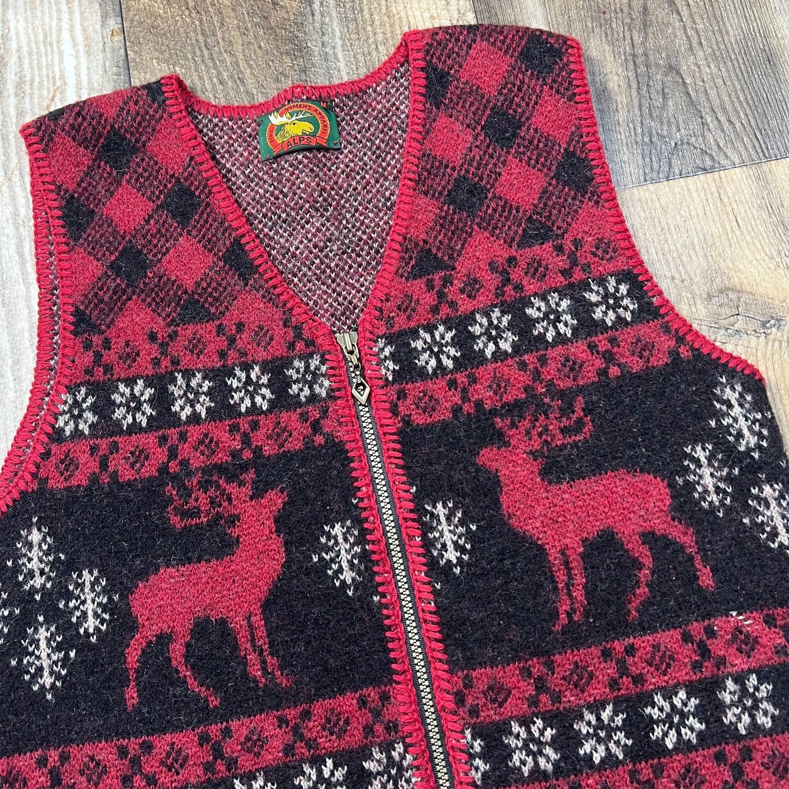 Vintage Vintage 100% Wool Red V-Neck Zip Up Sweater Vest ALPS Medium Size M / US 6-8 / IT 42-44 - 9 Thumbnail