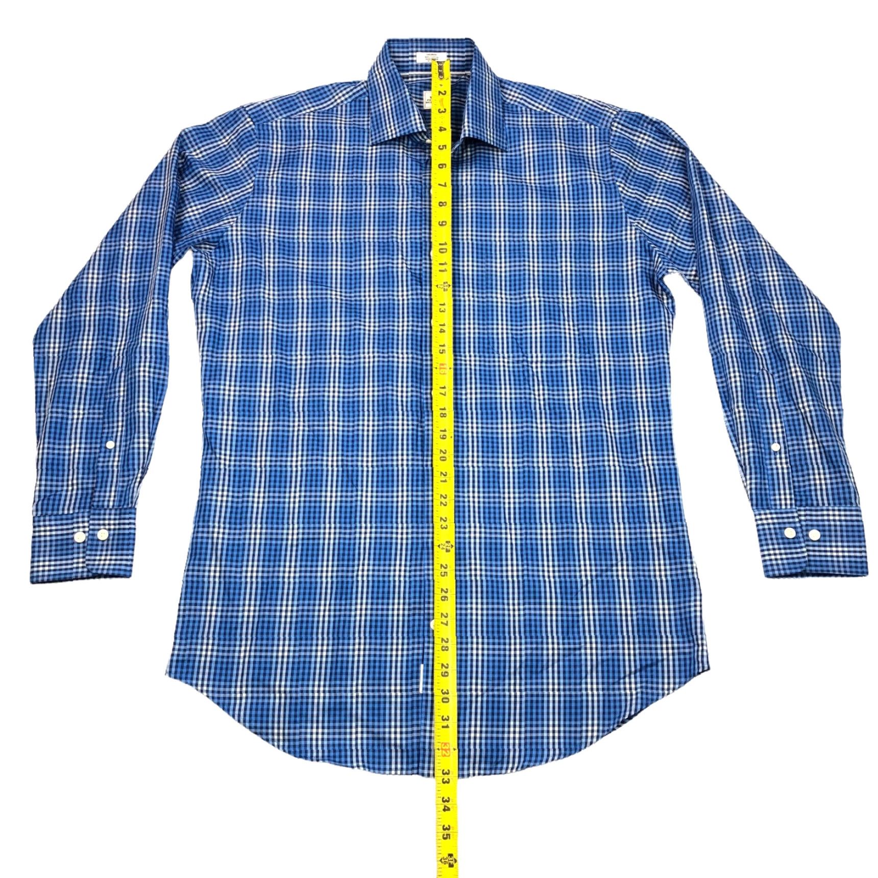 Peter Millar Peter Millar Men's Cotton L/S Button Shirt Blue/White Check Medium Size US M / EU 48-50 / 2 - 6 Thumbnail