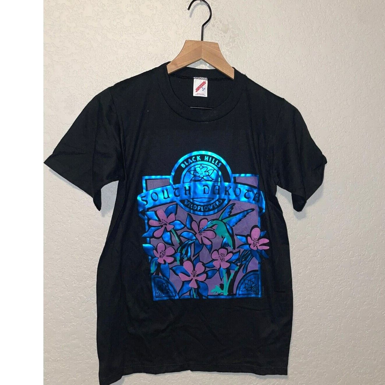 Jerzees Vintage South Dakota Black Hill Flower Floral S Black Shirt Size US S / EU 44-46 / 1 - 1 Thumbnail