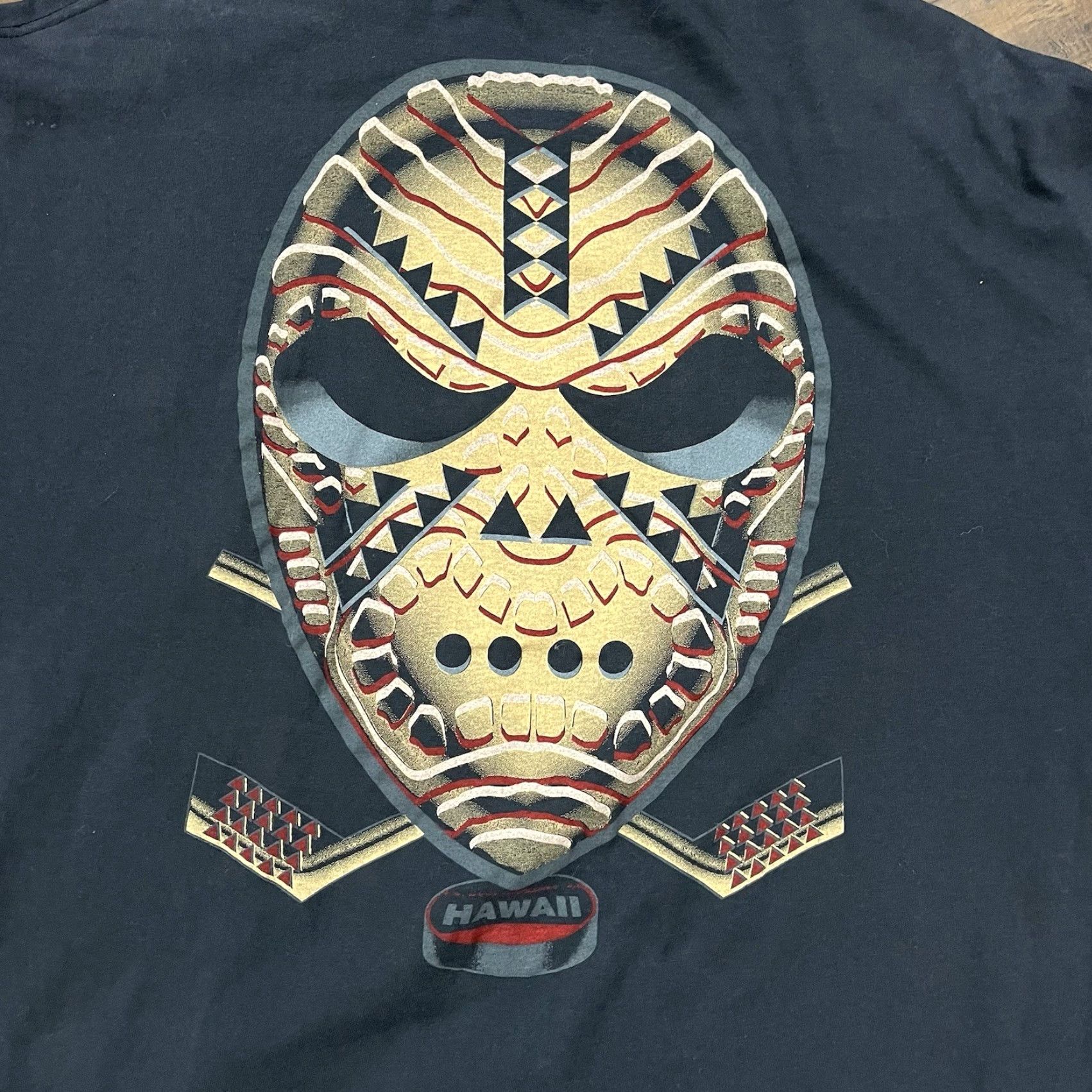 Vintage VINTAGE Crazy Shirts Hawaii 90s Hockey T-Shirt XL Black Double-Sided Mens Size US XL / EU 56 / 4 - 2 Thumbnail