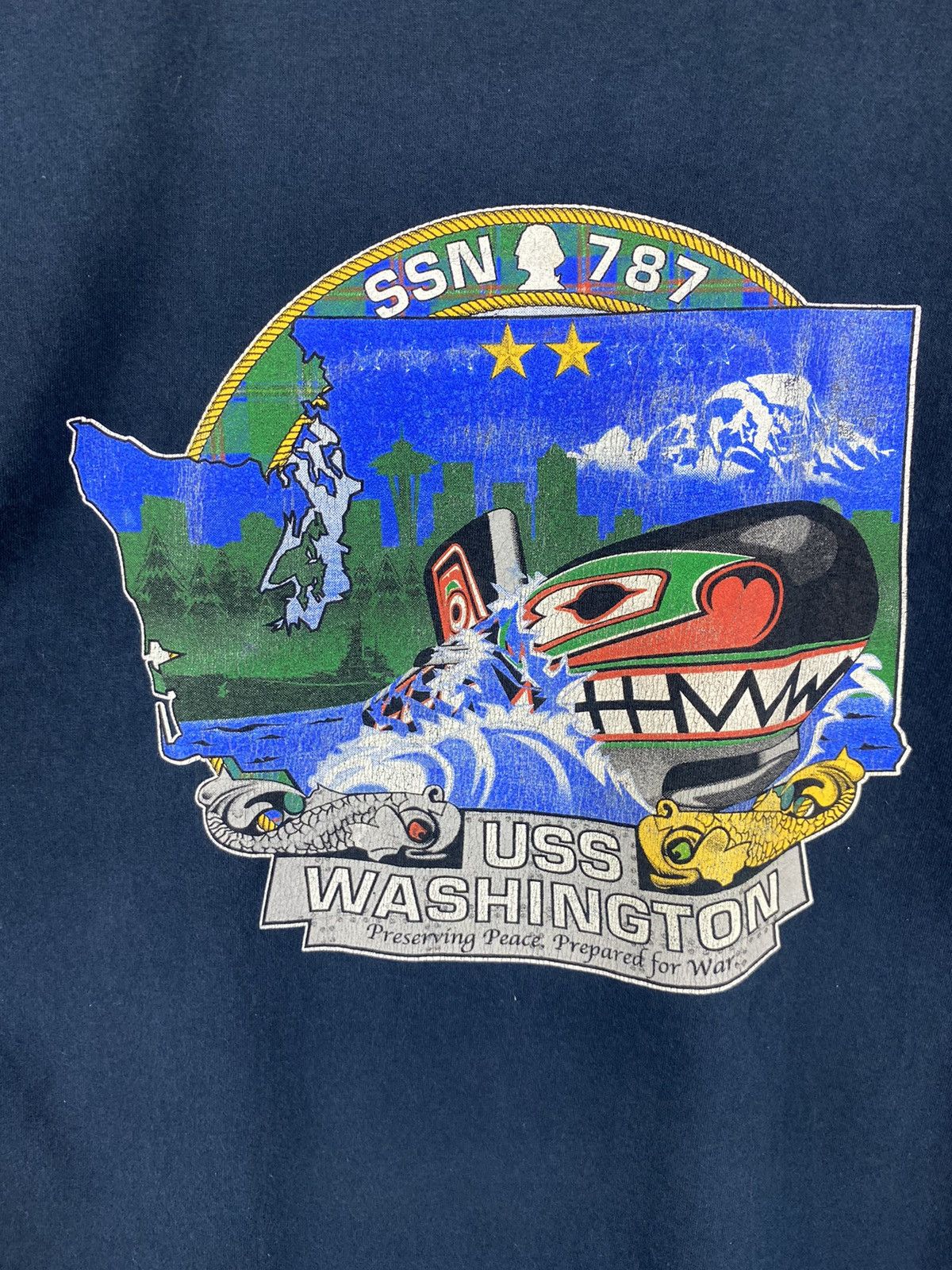 Vintage Vintage Early 2000 USS Washington SSN 787 T-Shirt Size US L / EU 52-54 / 3 - 2 Thumbnail