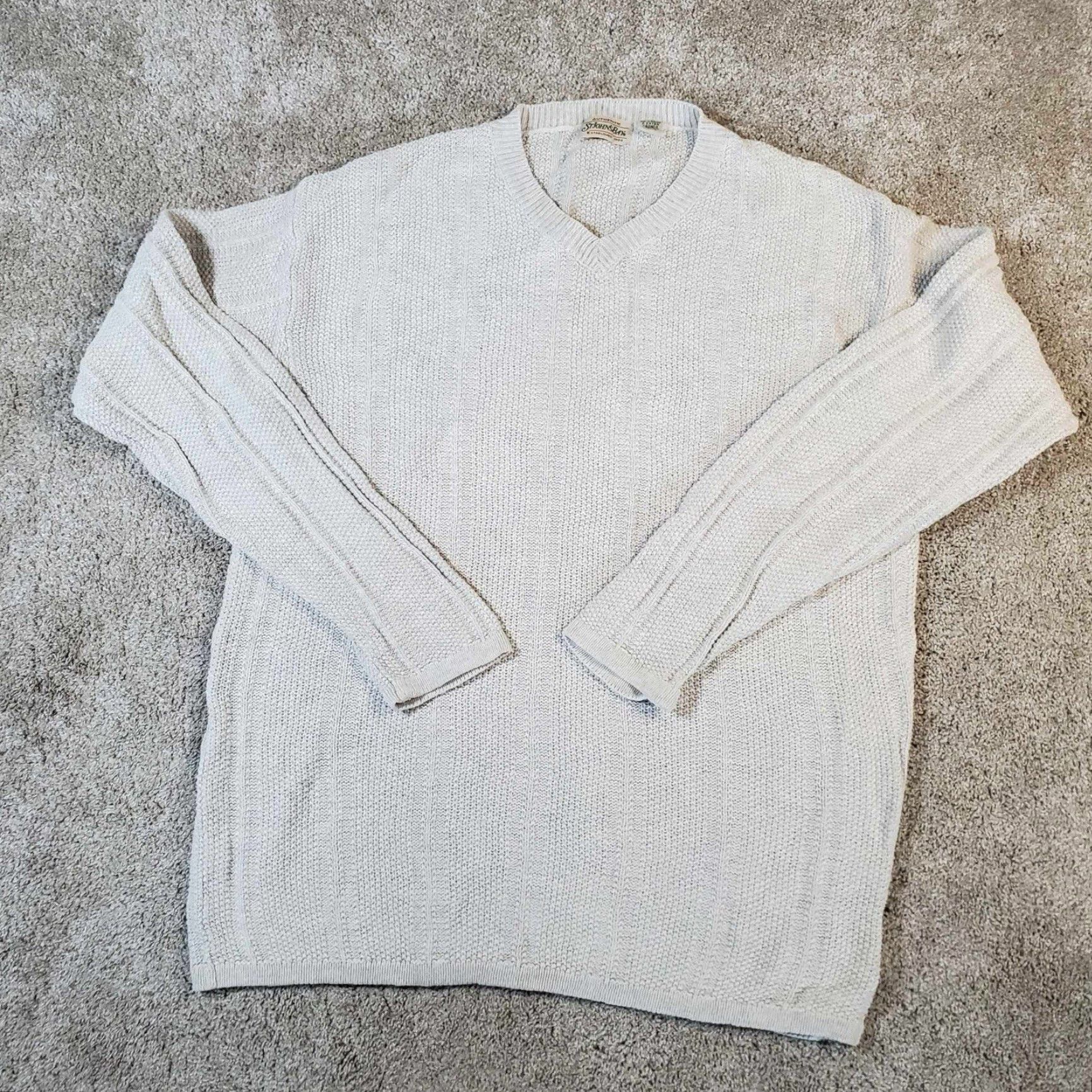 Vintage VINTAGE St. John’s Bay Sweater Mens 2XL White 100% Cotton Crew Neck Pullover Knit Regular All Seasons Brethyable 80s 90s Classic Preppy Size US XXL / EU 58 / 5 - 2 Thumbnail
