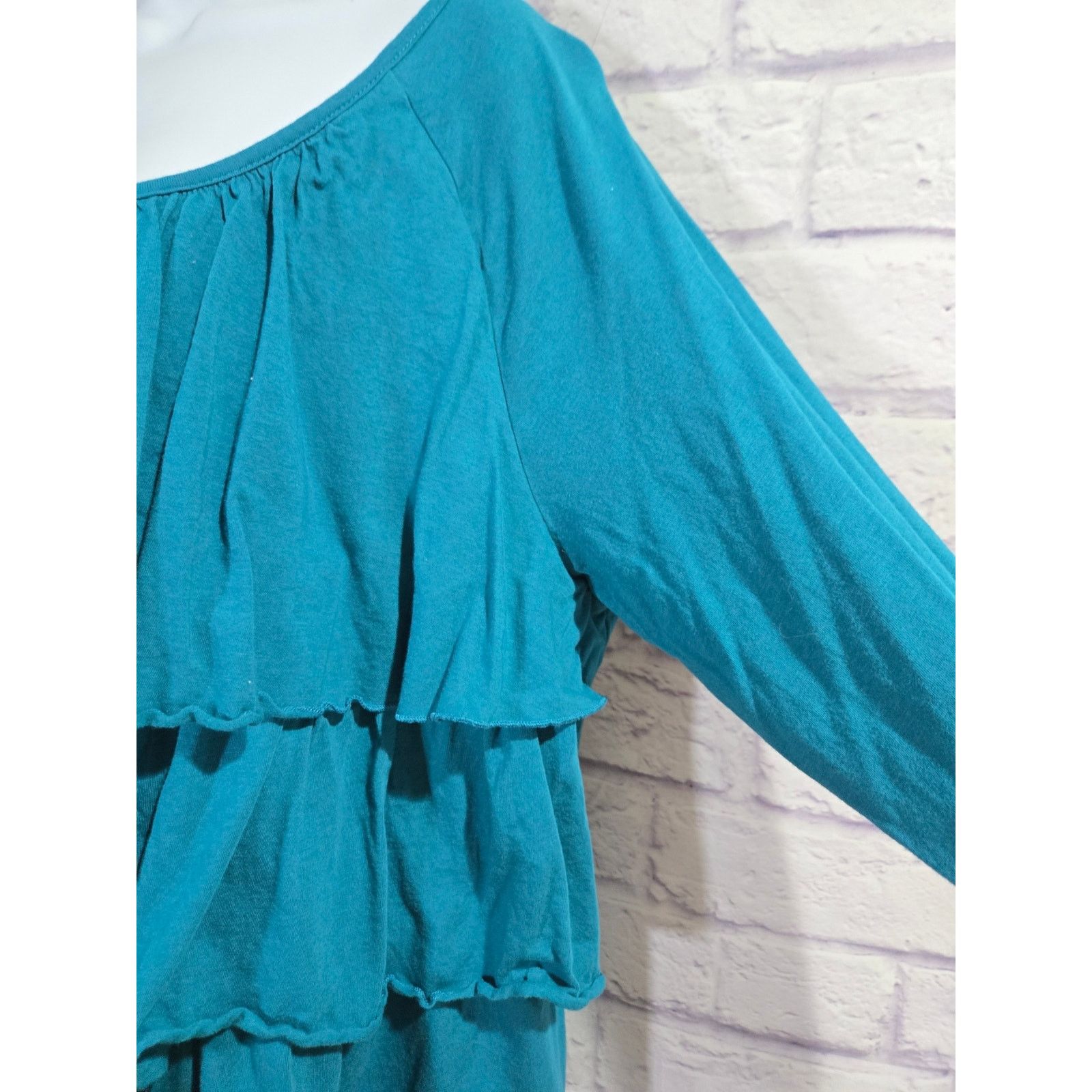Other Roaman's Blue Teal Ruffled Layers Top 1X Plus Scoop Neck Size XXL / US 16-18 / IT 52-54 - 2 Thumbnail