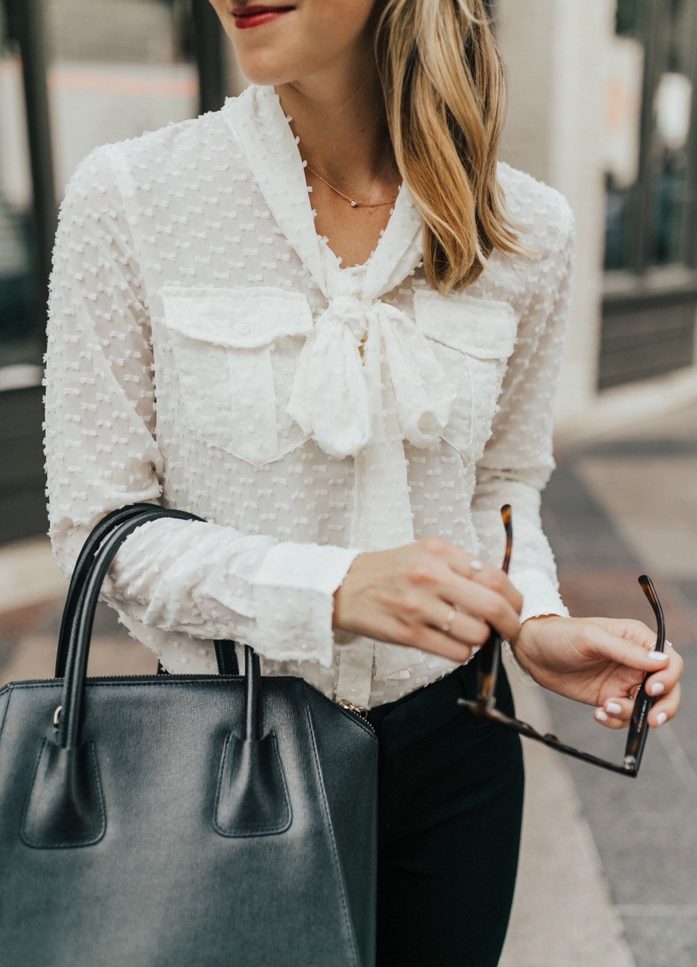 Other Banana Republic bow blouse top ivory LARGE NEW Size L / US 10 / IT 46 - 2 Thumbnail
