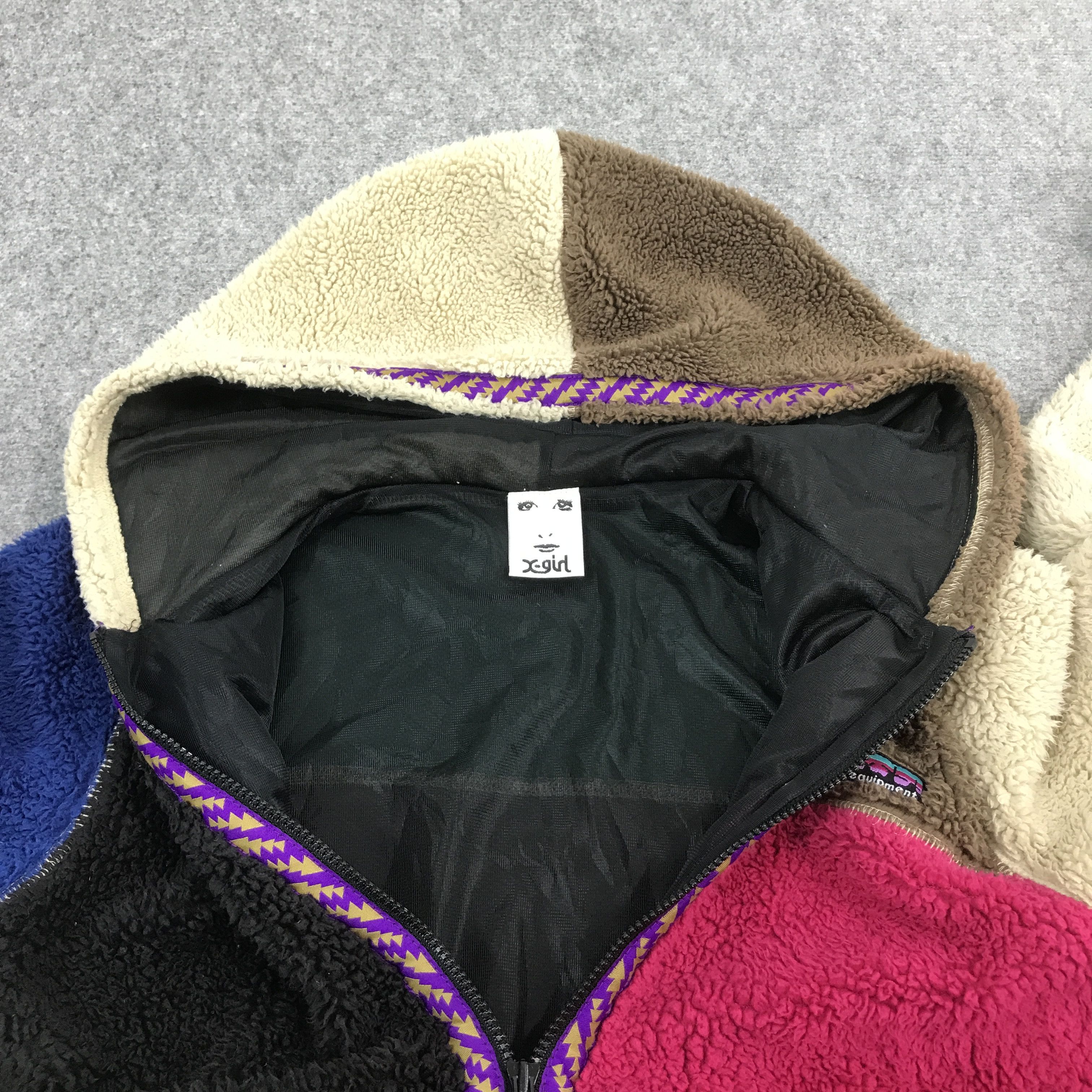 X GIRL FLEECE SHERPA MULTICOLOU HOODIES JACKET