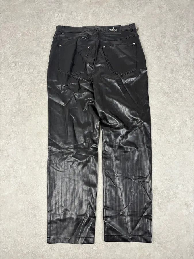 Versace 2000s Versace Black Lined Faux Leather Pants Size US 32 / EU 48 - 6 Thumbnail