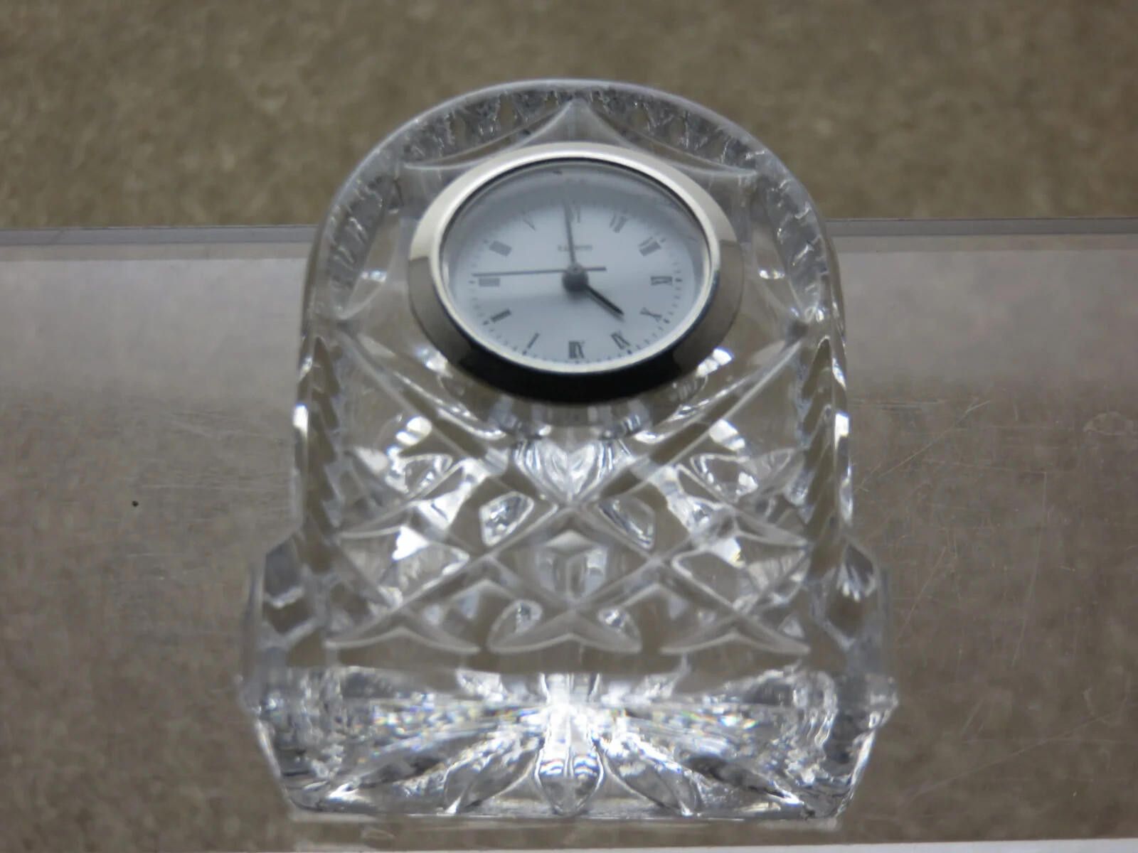 Other Very Small Crystal Cut Glass Table Clock 2 1/8" Size ONE SIZE - 1 Thumbnail