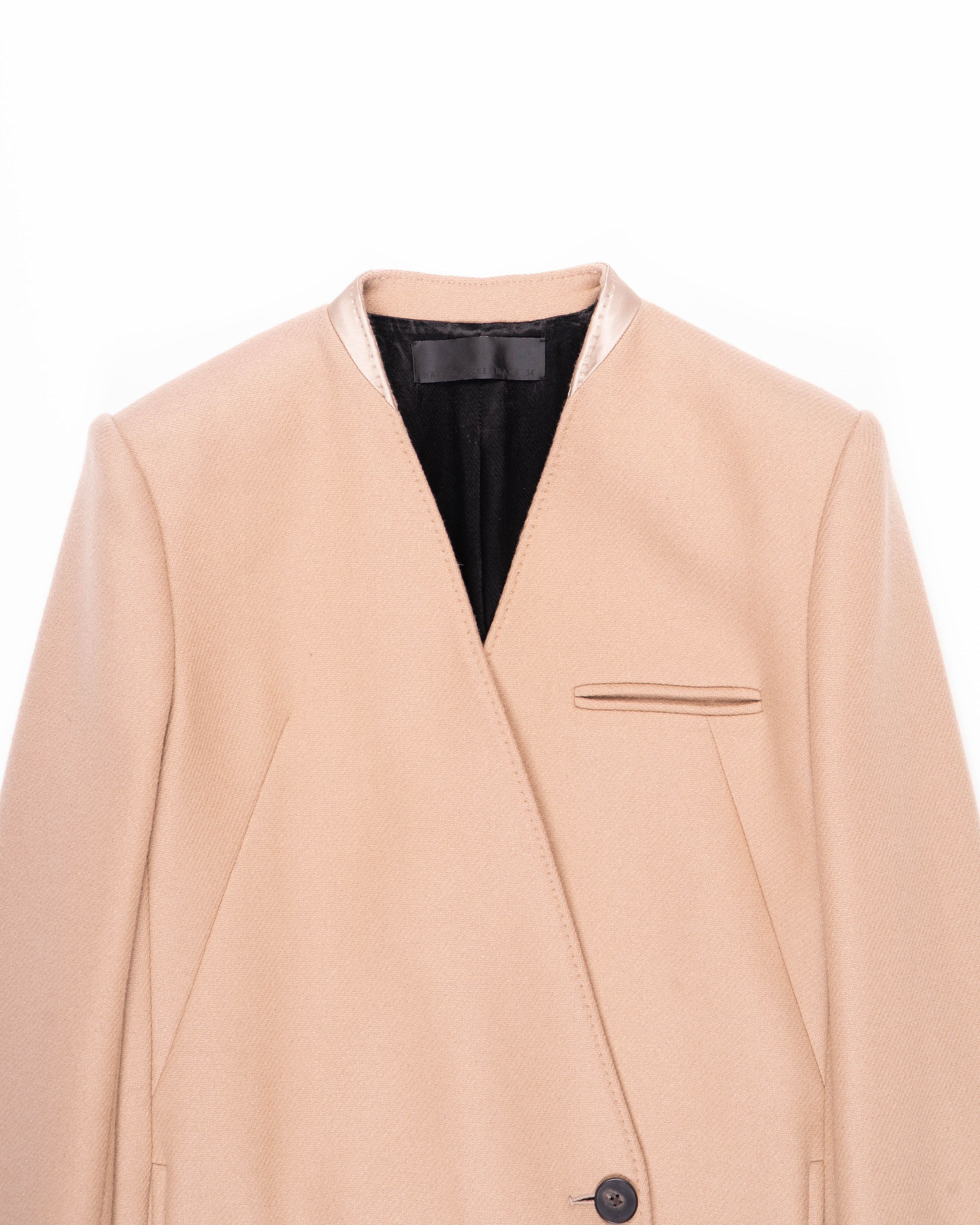 Haider Ackermann FW20 Beige Wool Collarless Longcoat Size S / US 4 / IT 40 - 3 Thumbnail