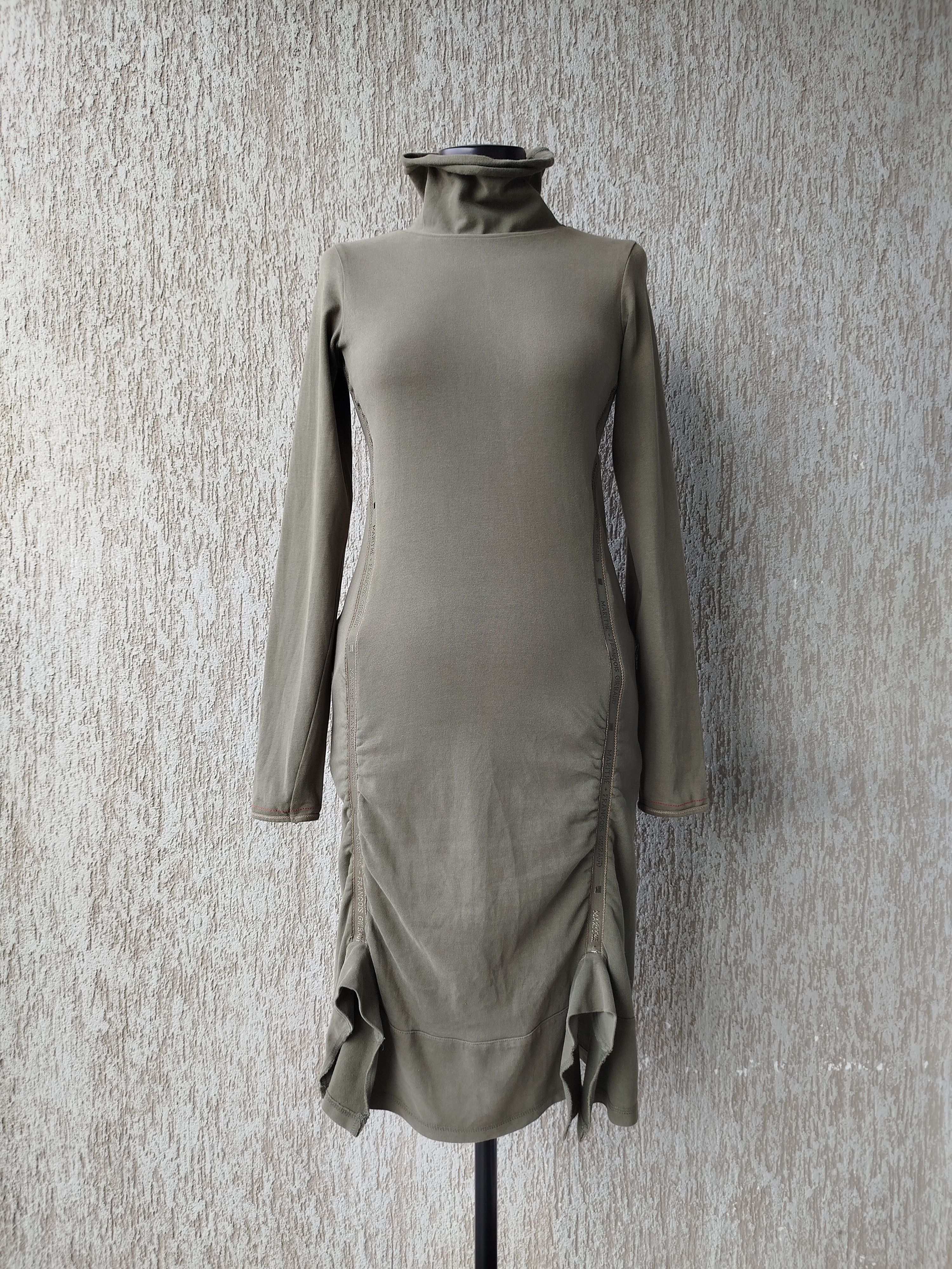 Marithe + Francois Girbaud Dress Long Sleeve Turtleneck Khaki Pockets Vintage Cotton Size S / US 4 / IT 40 - 2 Thumbnail