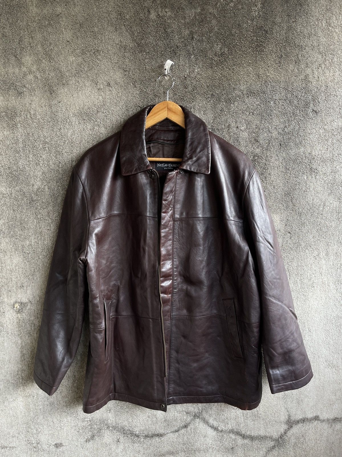 Yves Saint Laurent Vintage🔥YVES SAINT LAURENT POUR HOMME🔥Leather Jacket 90’s Size US L / EU 52-54 / 3 - 7 Thumbnail