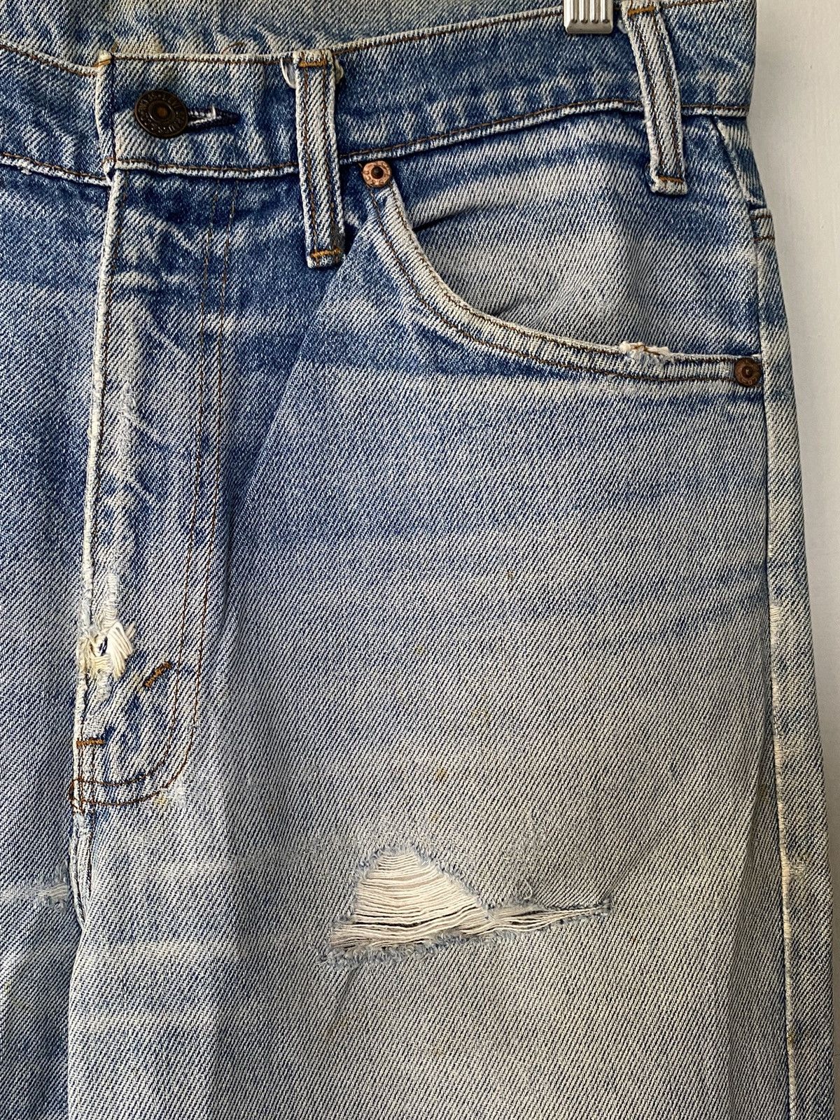 Levi's DISTRESSED 1980s Levi’s 517 Bootcut Washed Blue Jeans Size US 33 - 3 Thumbnail