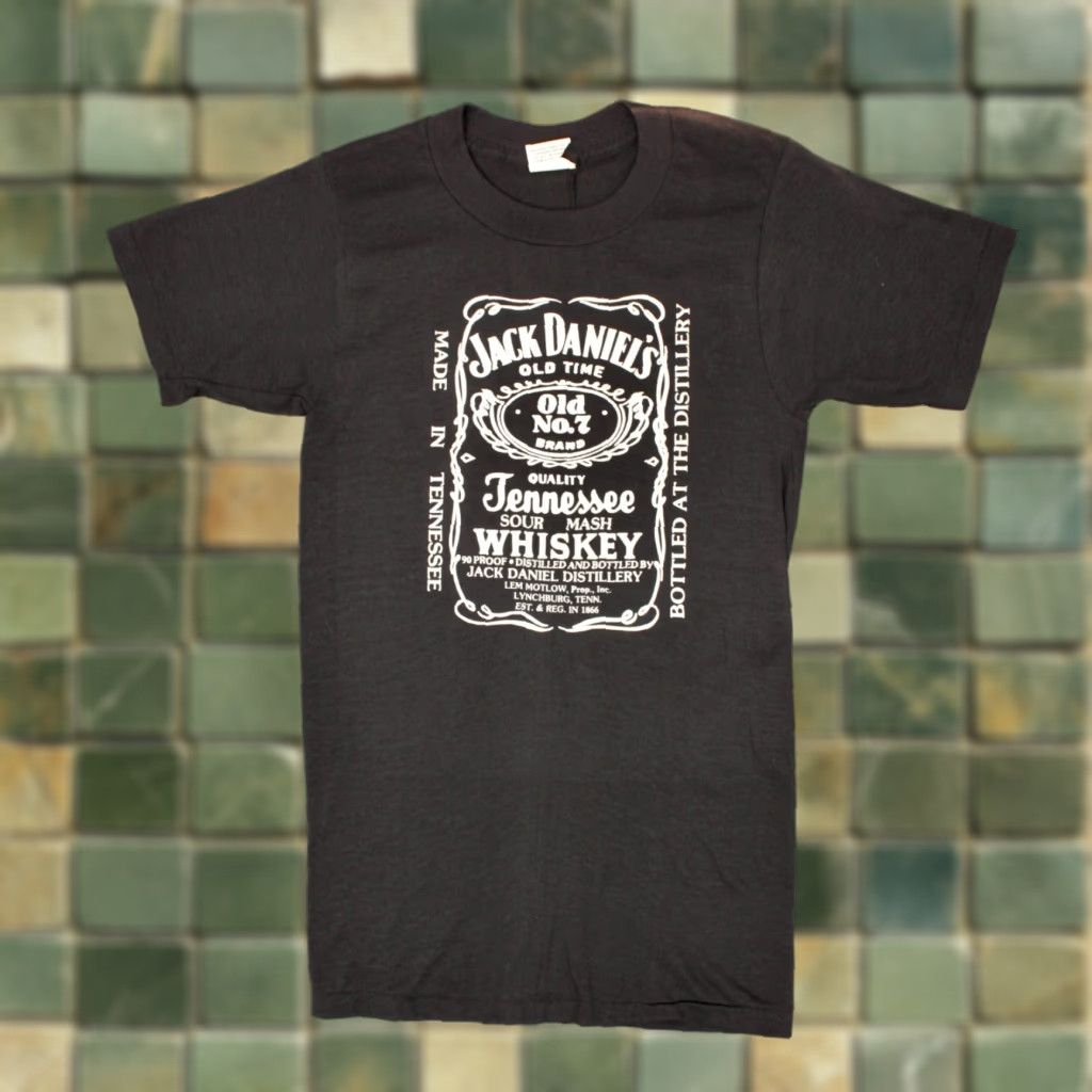 Logo 7 VINTAGE Men's VTG 80s Black Jack Daniels Bottle Logo TShirt XS 1980s Whiskey T-shirt Mens 80s Shirt Graphic Tee Black, White, Logo, Whiskey Size US XS / EU 42 / 0 - 1 Thumbnail