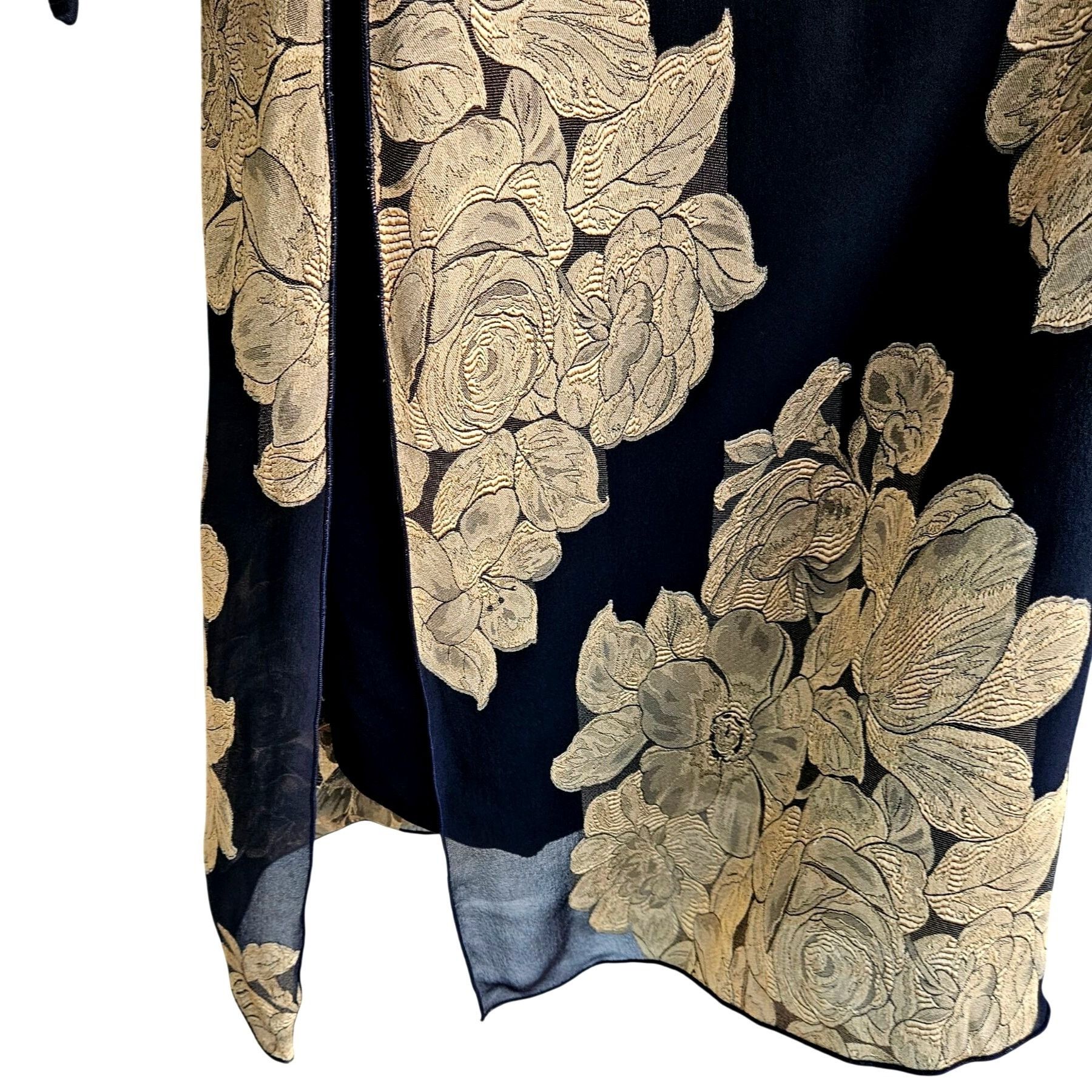 Other Holly Harp Black Gold Silk Brocade Kimono Sleeve Dress Bergd Size L / US 10 / IT 46 - 7 Thumbnail