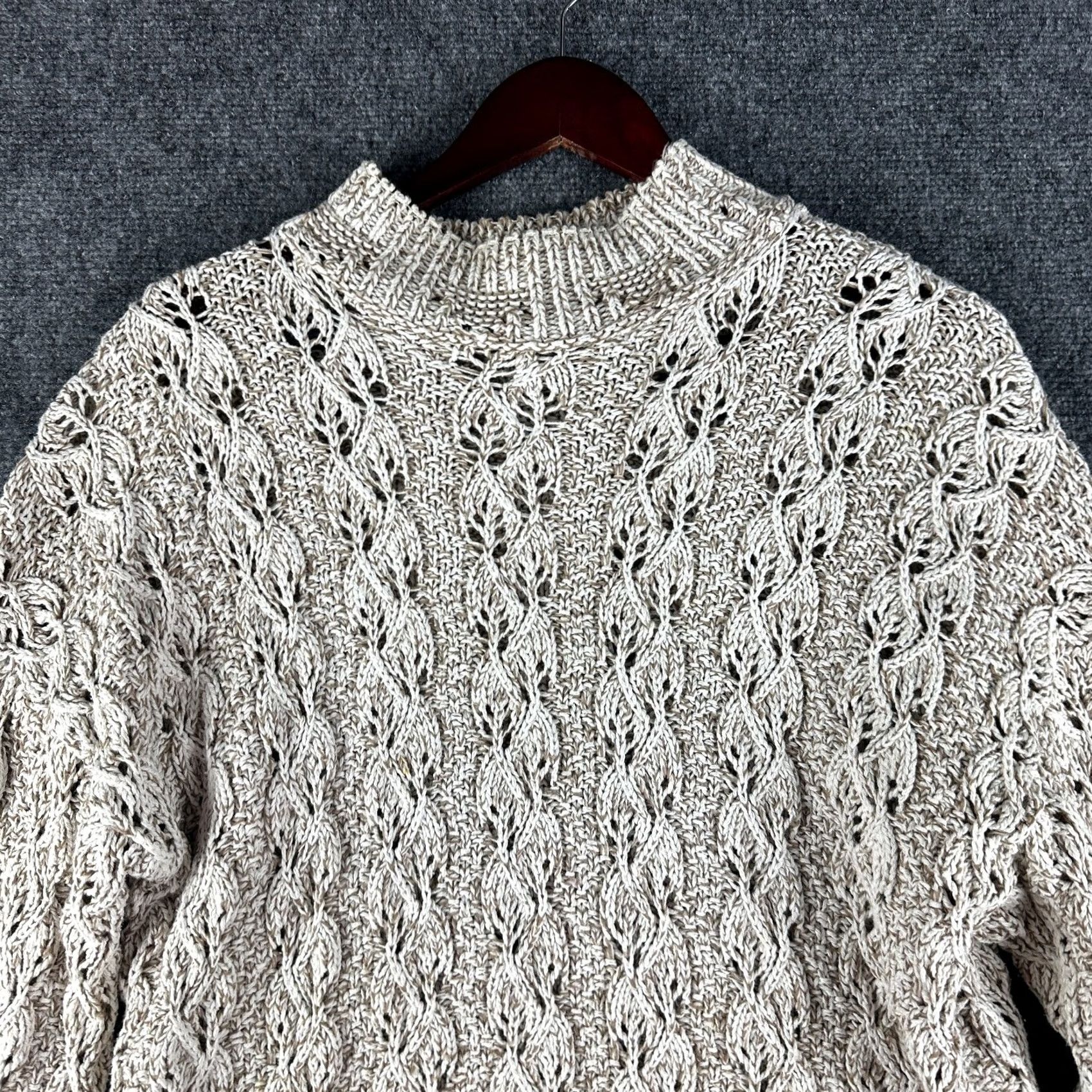Vintage David Brett Sweater Womens Large Beige Loose Knit Ribbed Hem Pullover Size L / US 10 / IT 46 - 3 Thumbnail