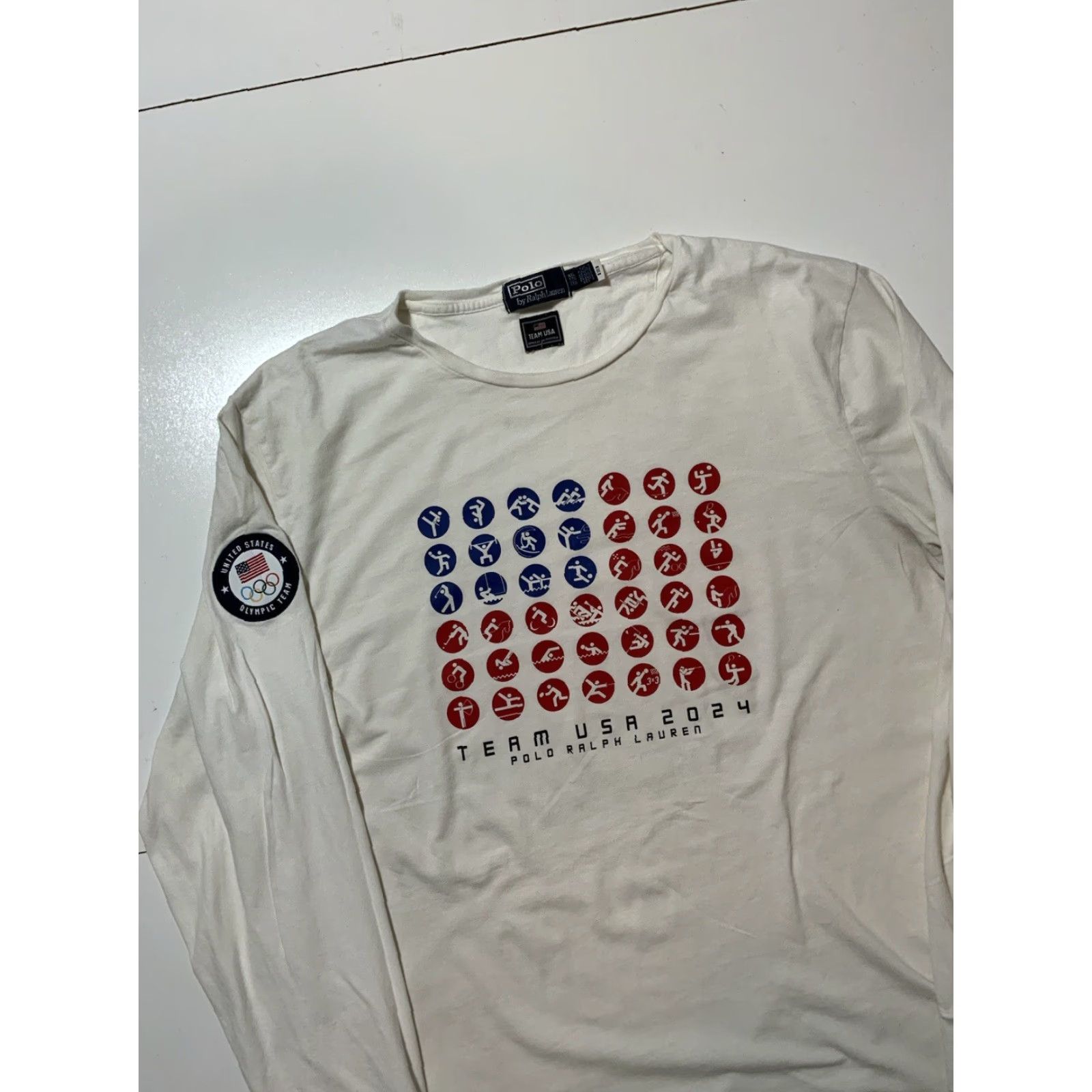 Polo Ralph Lauren VINTAGE Polo Ralph Lauren Team USA 2024 Olympic Graphic Sports L/S T-Shirt XXL Mens White Size US XXL / EU 58 / 5 - 3 Thumbnail