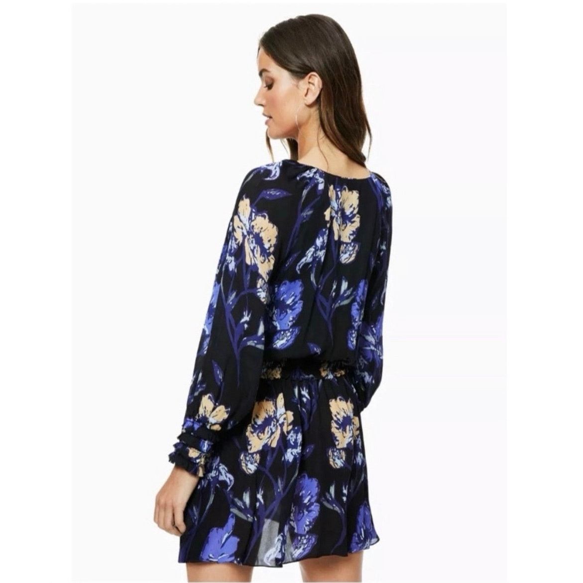 Ramy Brook RAMY BROOK MINI DRESS MILENE SILK FLORAL RUFFLE SMOCKE SZ S Size S / US 4 / IT 40 - 4 Thumbnail