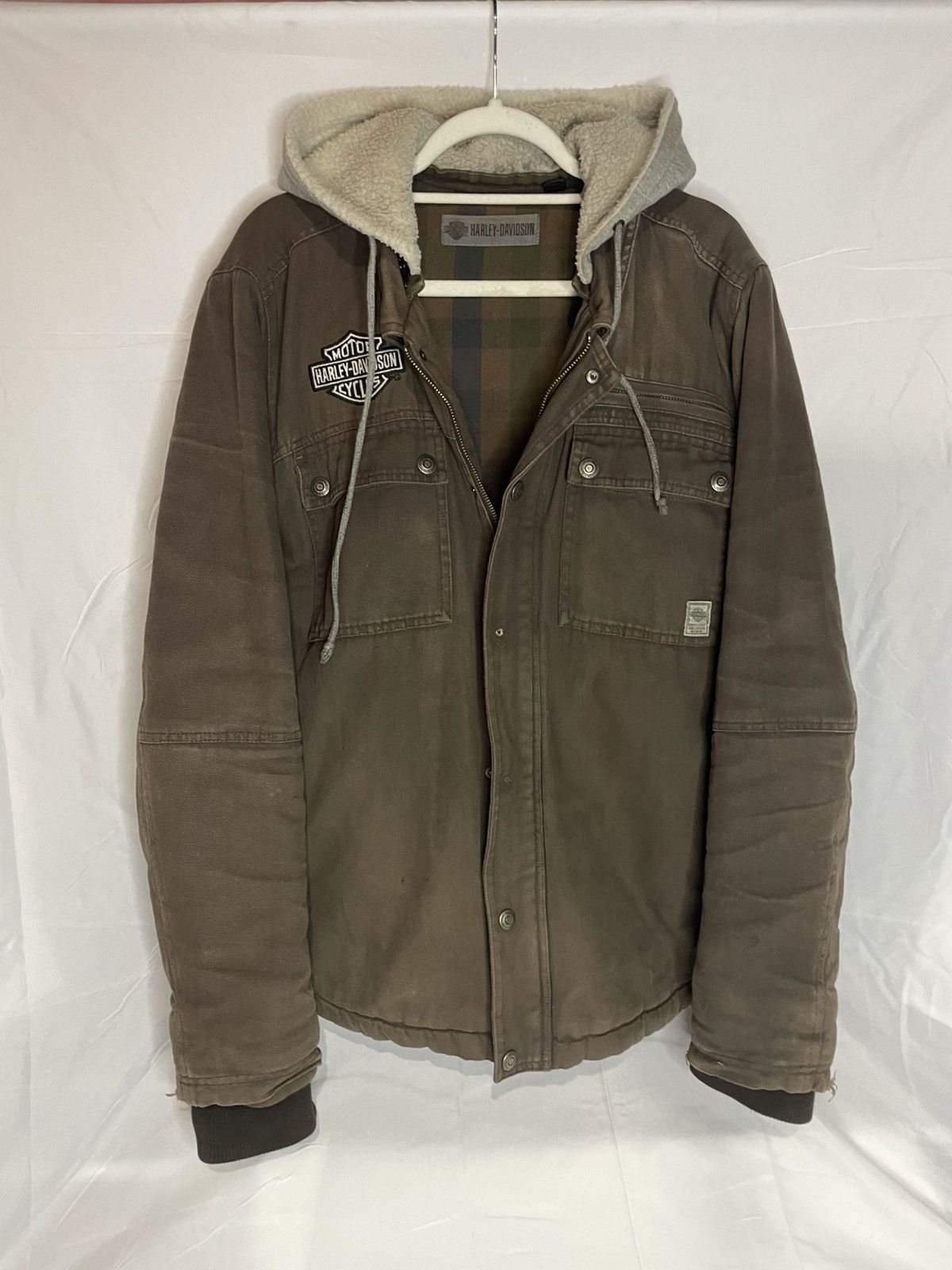 Harley Davidson Distressed Harley Davidson Brown Fur Hood Zip Up Jacket Size US L / EU 52-54 / 3 - 2 Thumbnail