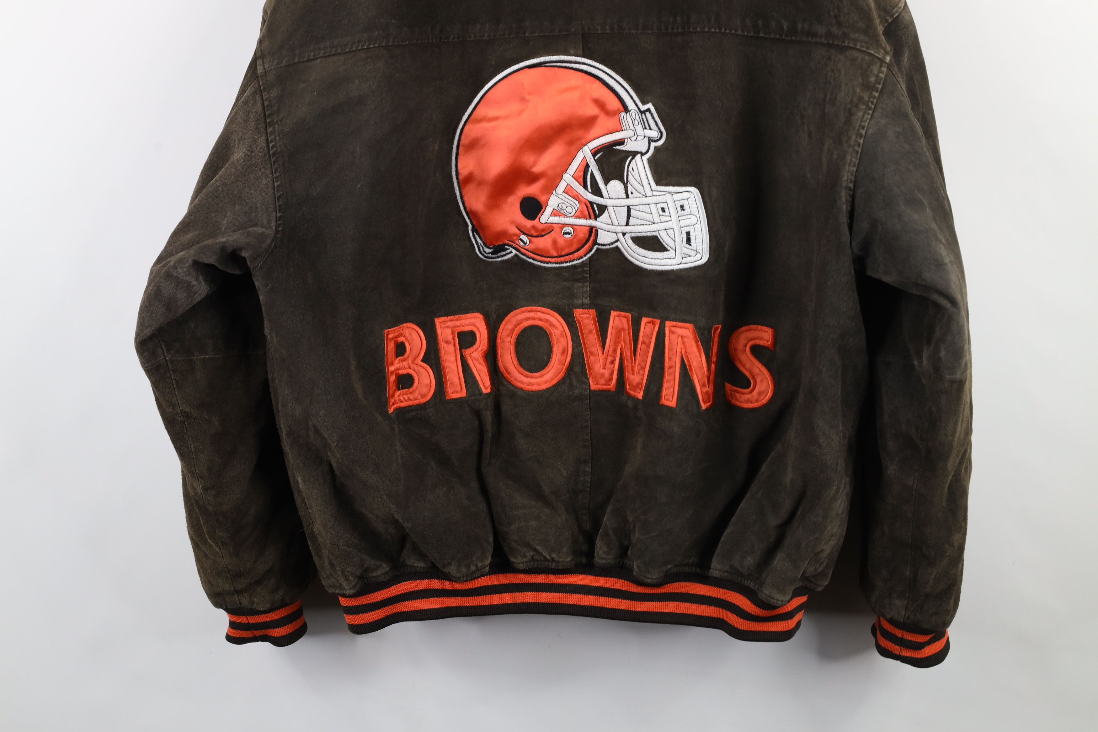 Vintage Vintage 90s Cleveland Browns Football Suede Leather Jacket Size US L / EU 52-54 / 3 - 15 Thumbnail