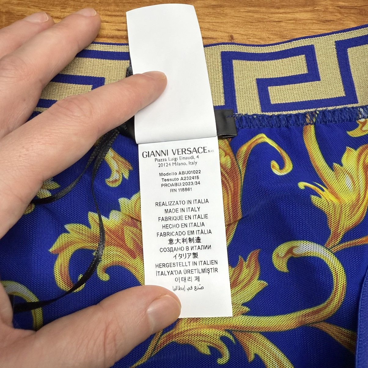 Versace $395 Versace NWT Men’s Greca Swim Shorts Size 5 (M) Blue Size US 35 - 6 Thumbnail