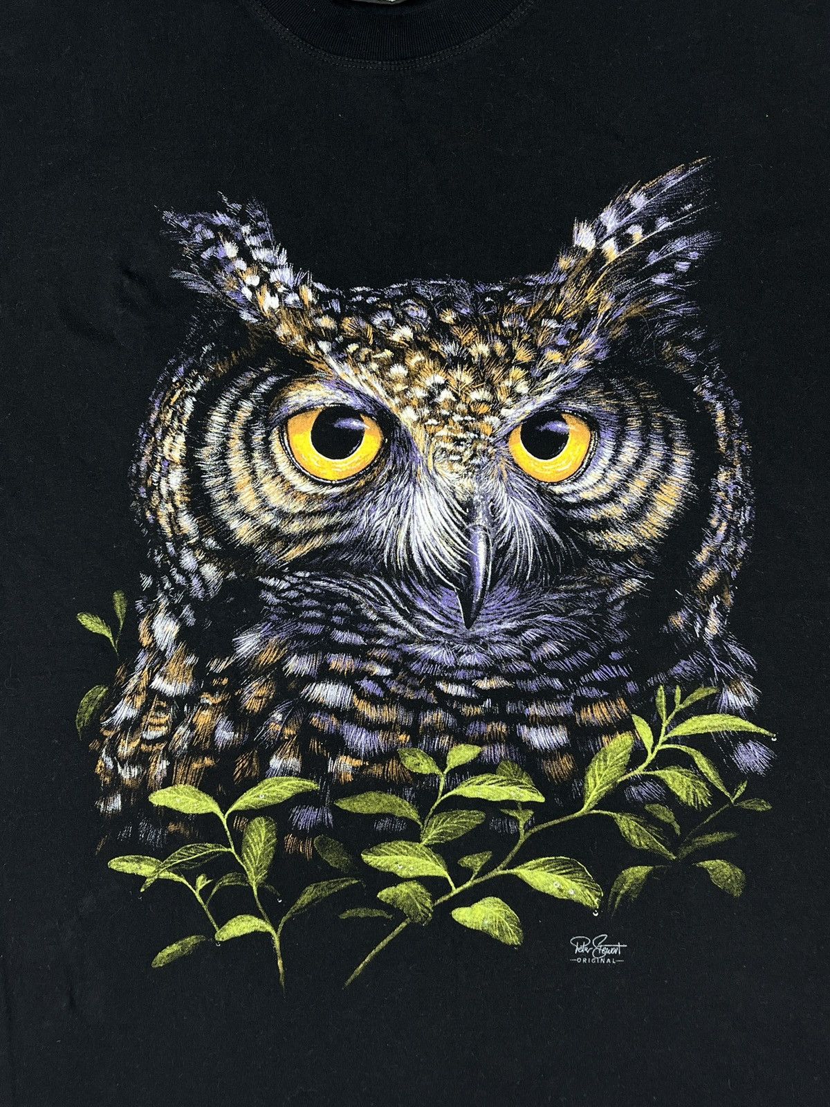 Other Vintage Men’s Big Owl Print Black Tee Shirt Size US XL / EU 56 / 4 - 2 Thumbnail