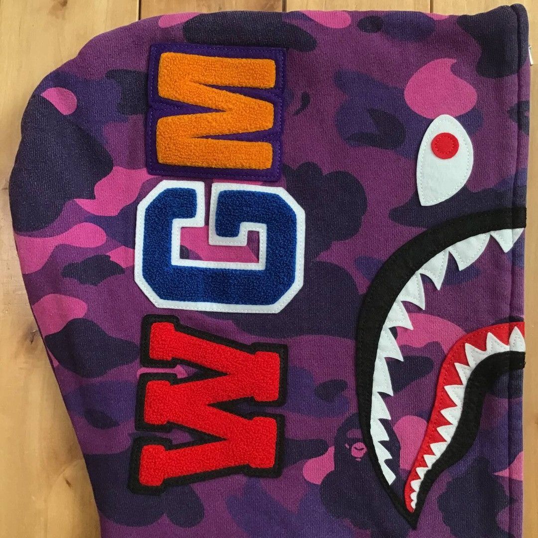 Bape BAPE Purple camo shark full zip hoodie a bathing ape Size US M / EU 48-50 / 2 - 4 Thumbnail