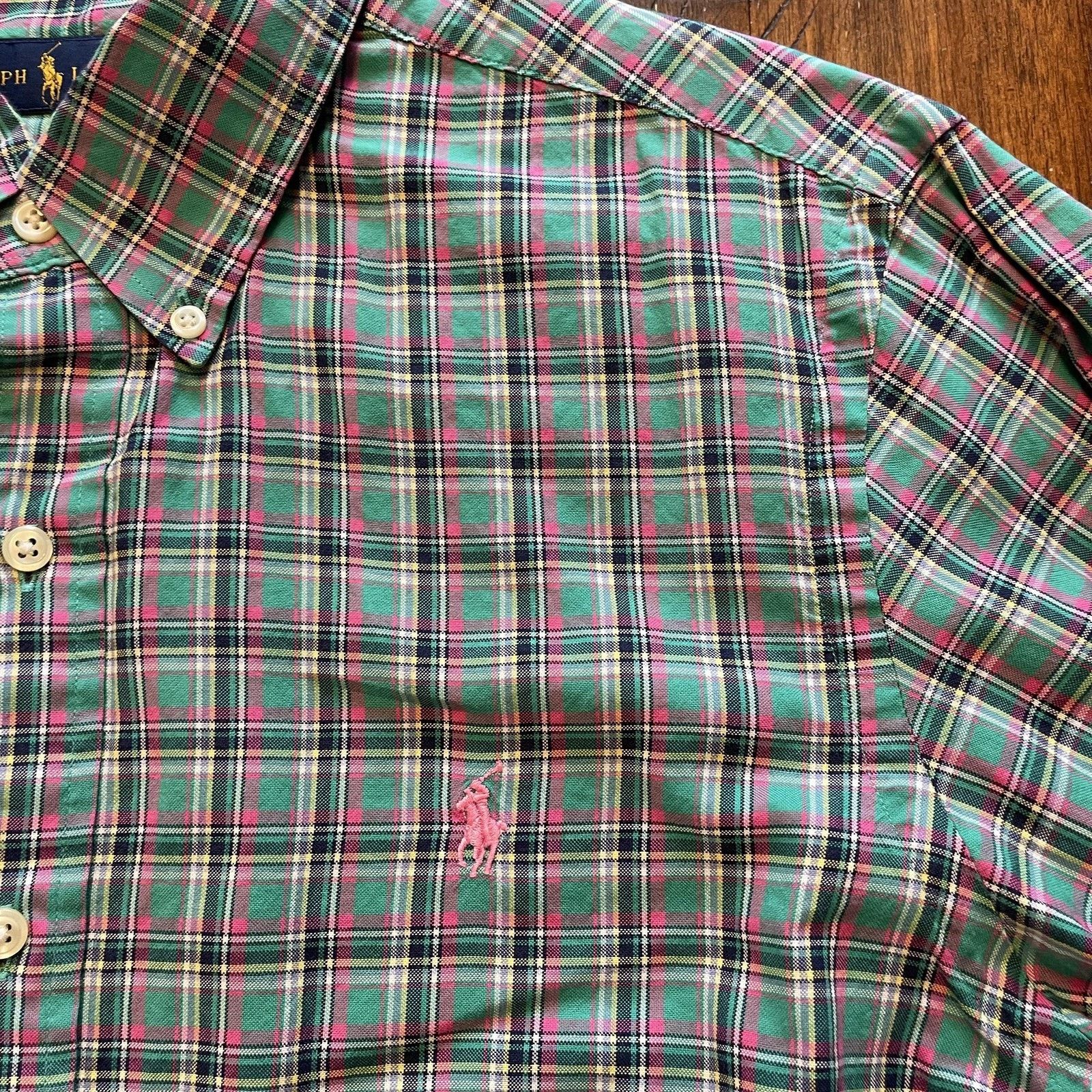 Ralph Lauren Ralph Lauren Shirt M Green Pink Plaid Button Down Pony Size US M / EU 48-50 / 2 - 5 Thumbnail