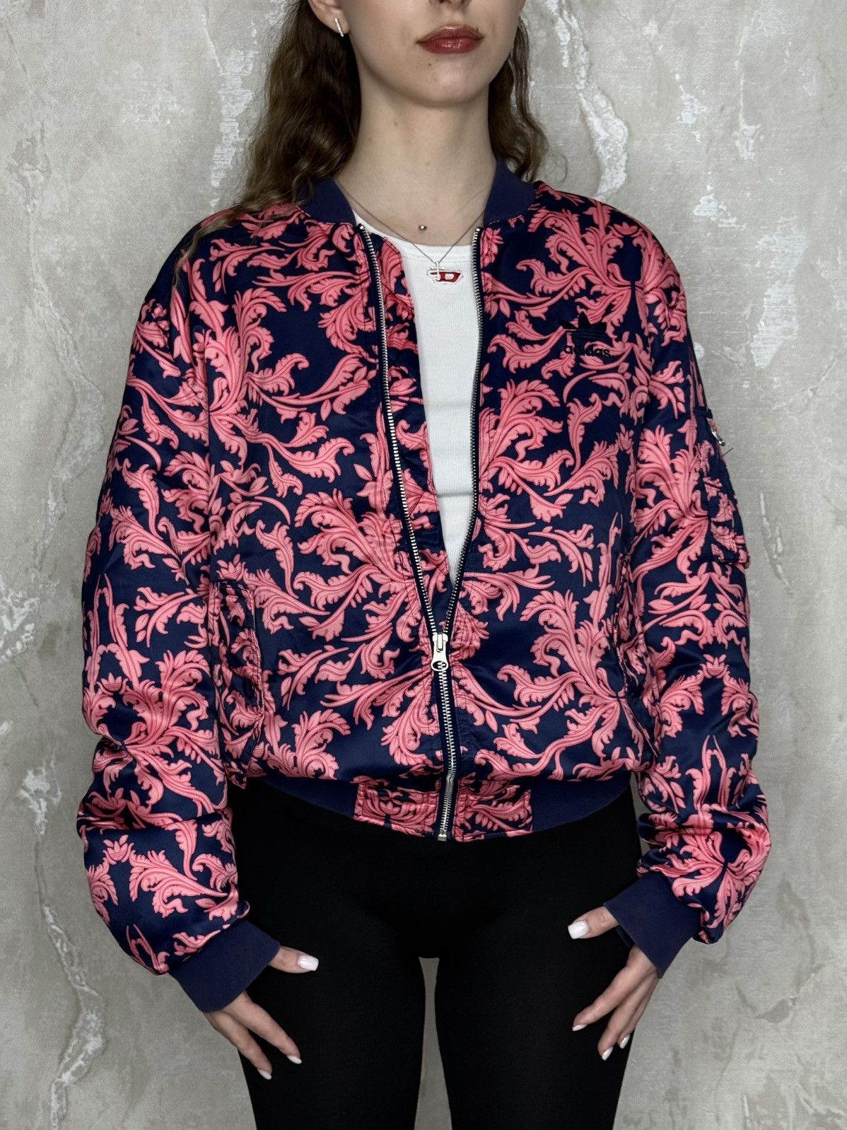 Adidas Adidas x The Farm Company Pink Floral Bomber Jacket Y2K Hype Size S / US 4 / IT 40 - 2 Thumbnail