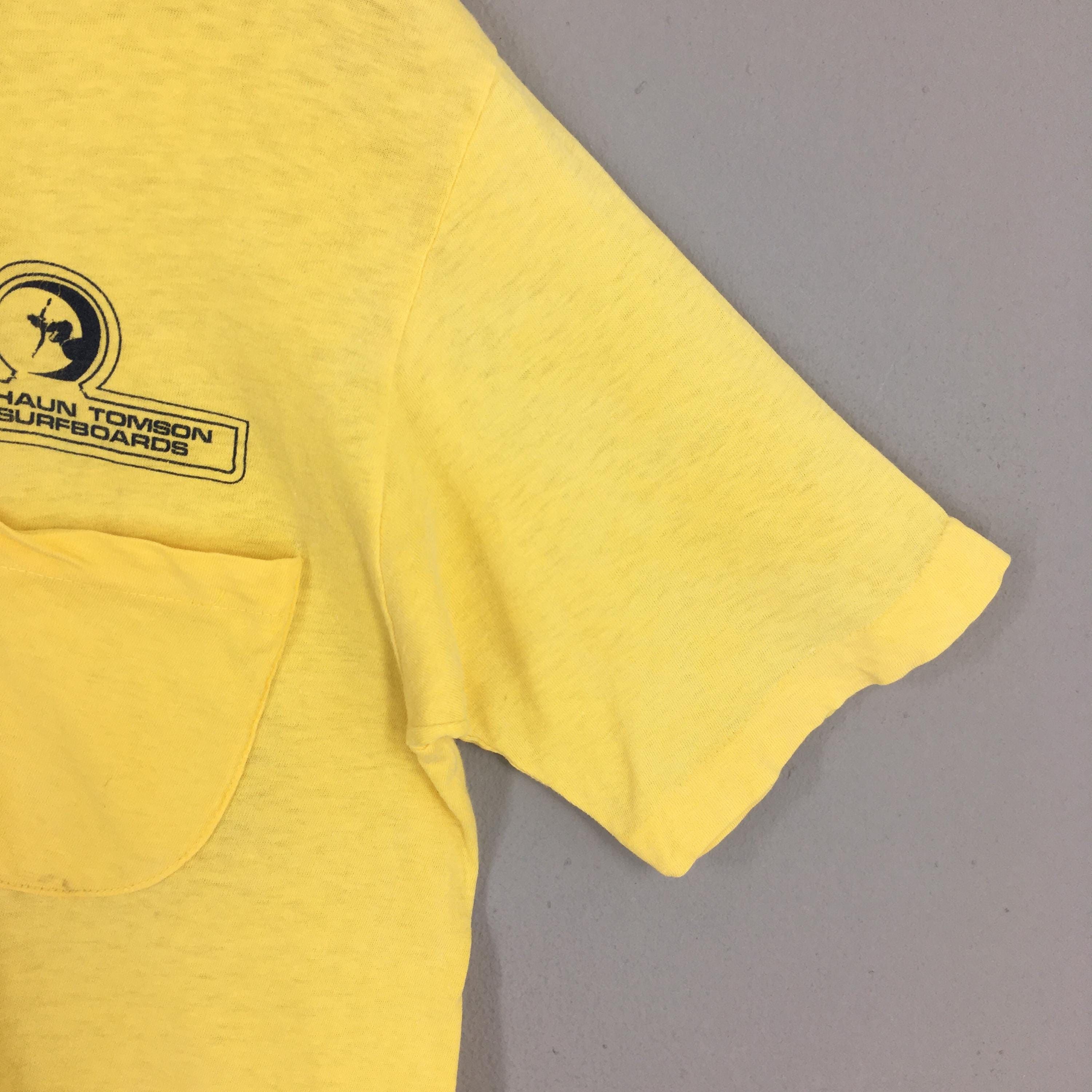 Lightning Bolt × Vintage Vintage 80's Shaun Tomson Surfer Yellow Tshirt Large Size US L / EU 52-54 / 3 - 6 Thumbnail