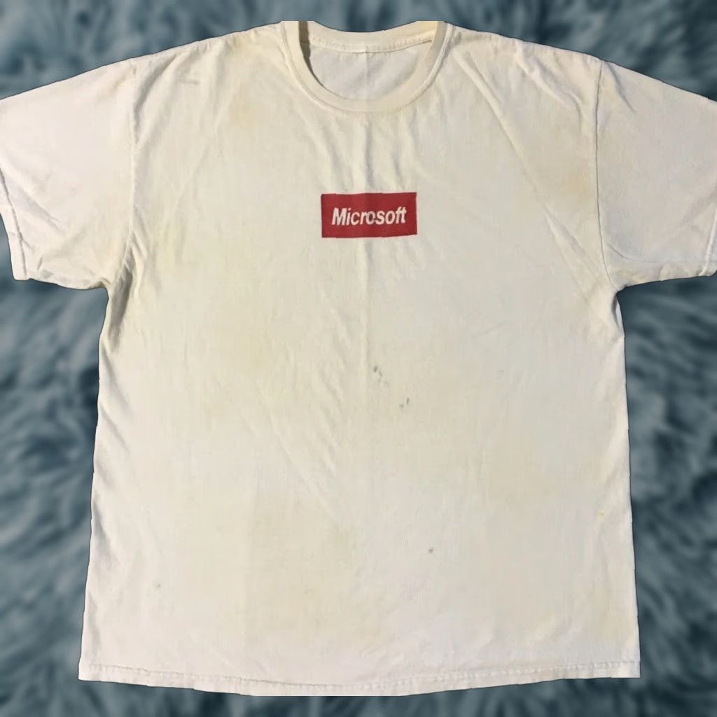 Vintage VINTAGE Microsoft Box Logo Faded Distressed Promo Shirt XL White Men T-Shirt Logo 80s 90s Grunge Retro USA California Valve? Size US XL / EU 56 / 4 - 1 Thumbnail