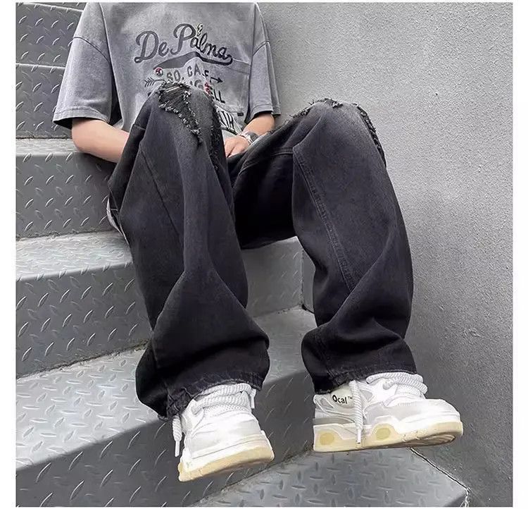 Japanese Brand Straight casual distressed jeans Size US 32 / EU 48 - 5 Thumbnail