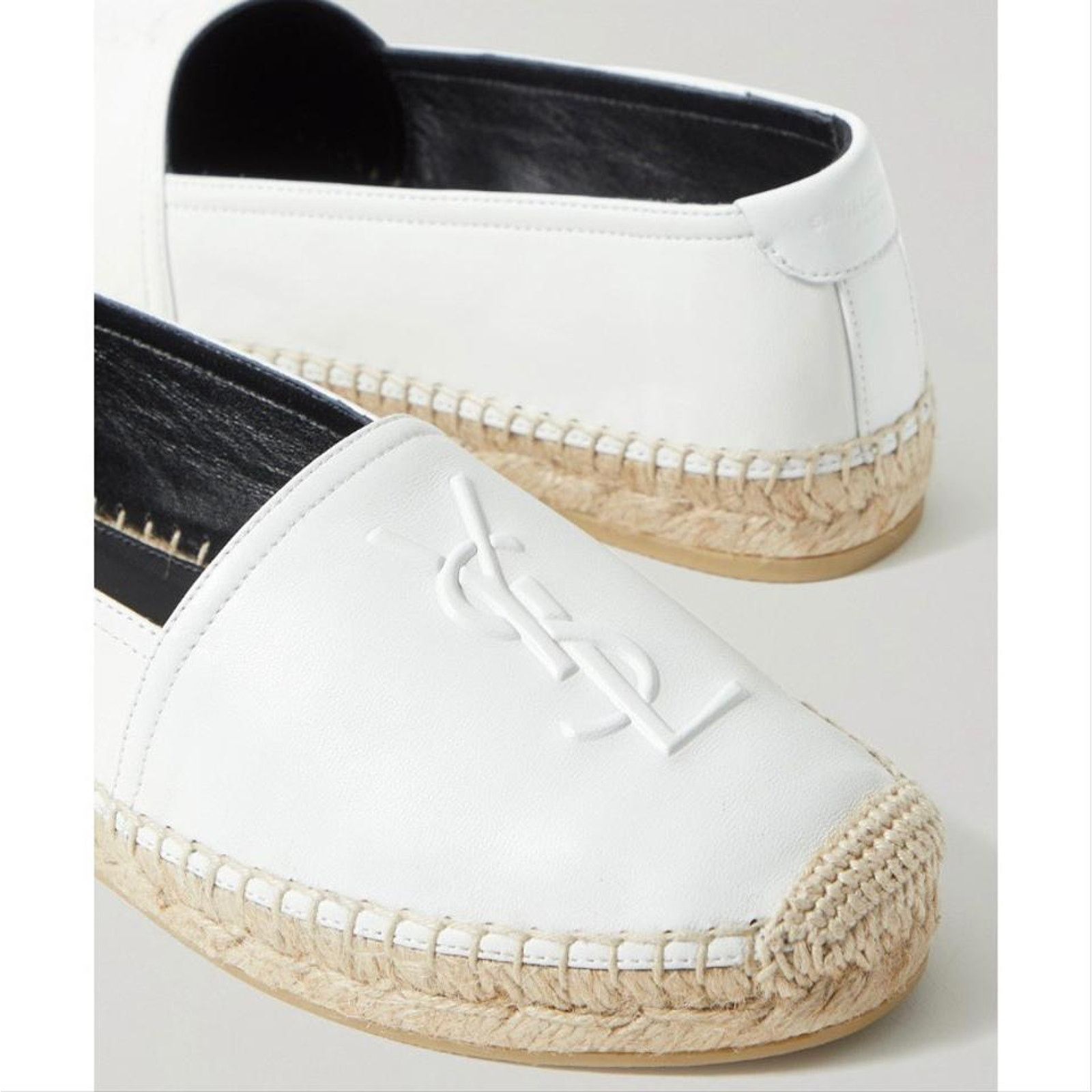Saint Laurent Paris YSL logo embossed leather espadrilles Size US 10 / IT 40 - 5 Thumbnail