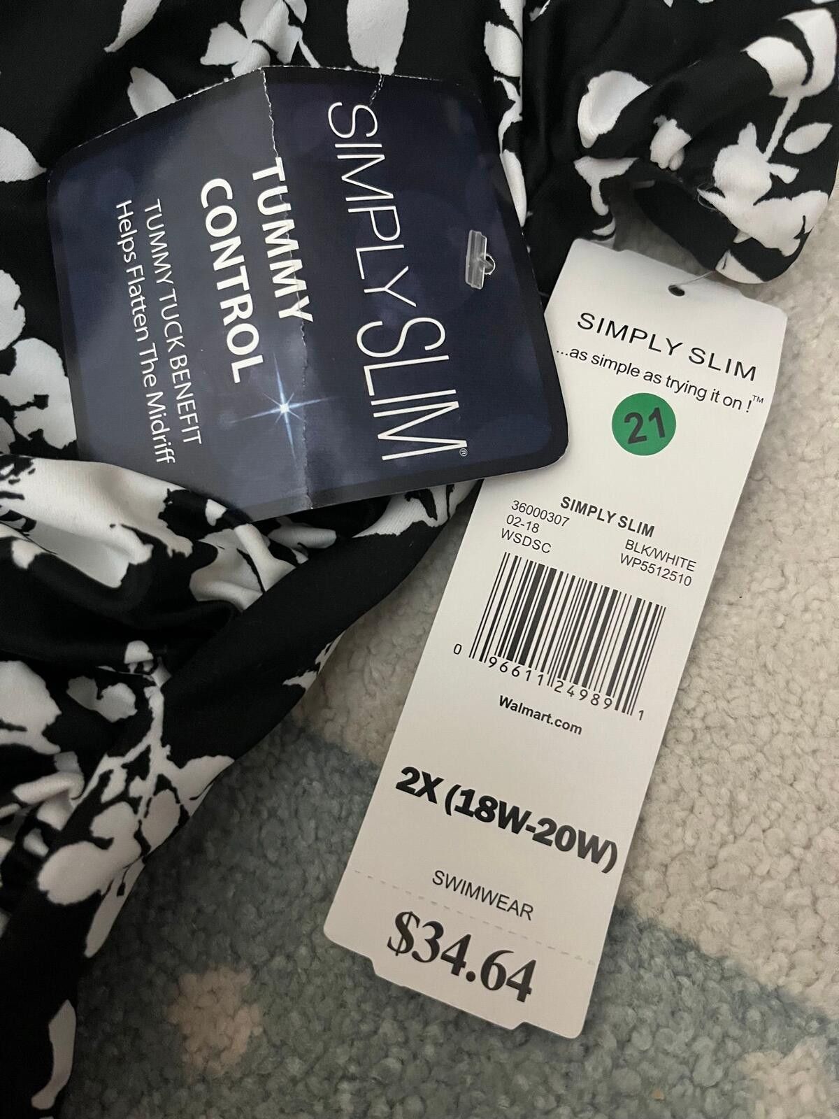 Other Simply Slim 2X Tummy Control One Piece Swimsuit Size ONE SIZE - 2 Thumbnail