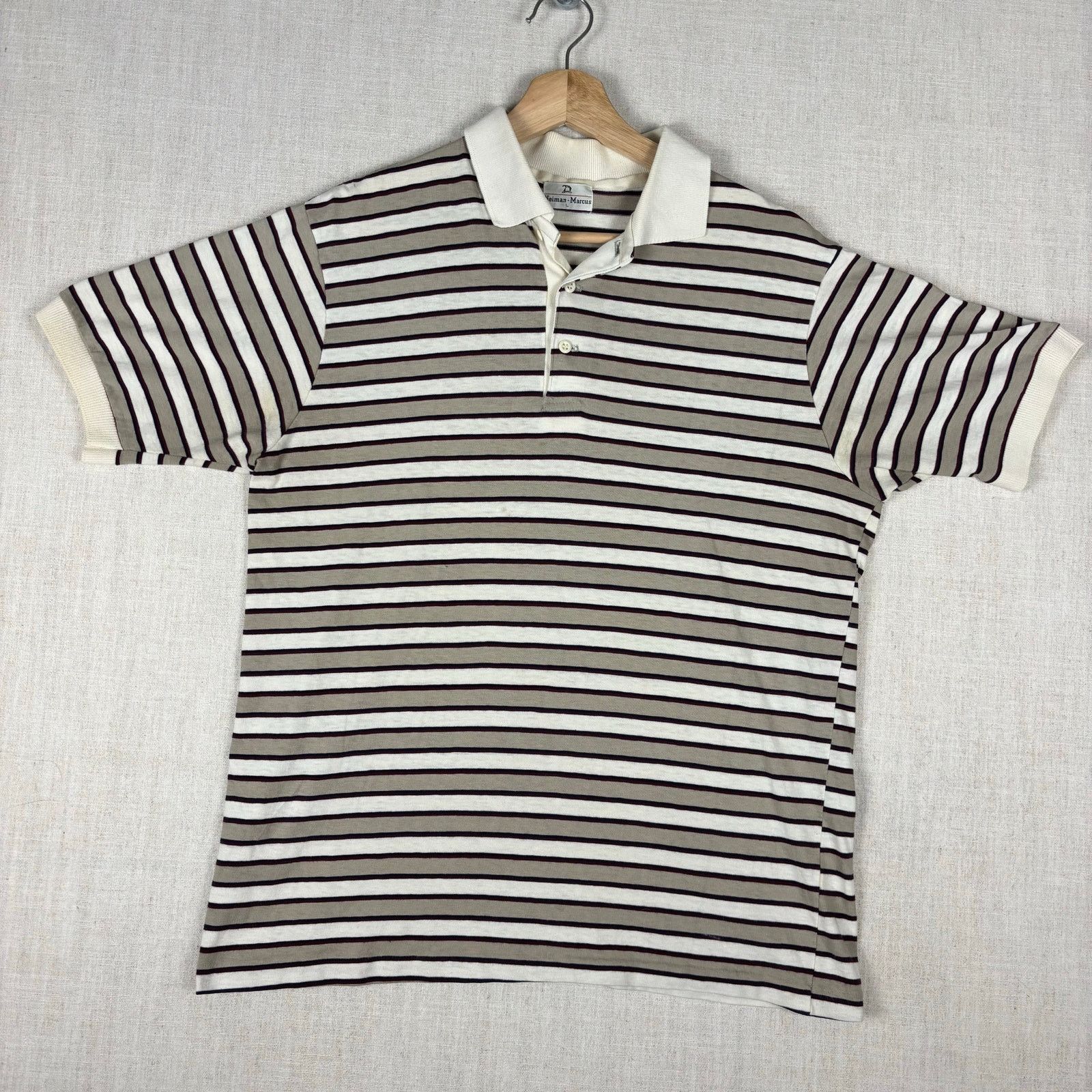 Neiman Marcus Vintage Neiman Marcus Striped Polo Golf Large Shirt Size US L / EU 52-54 / 3 - 1 Thumbnail