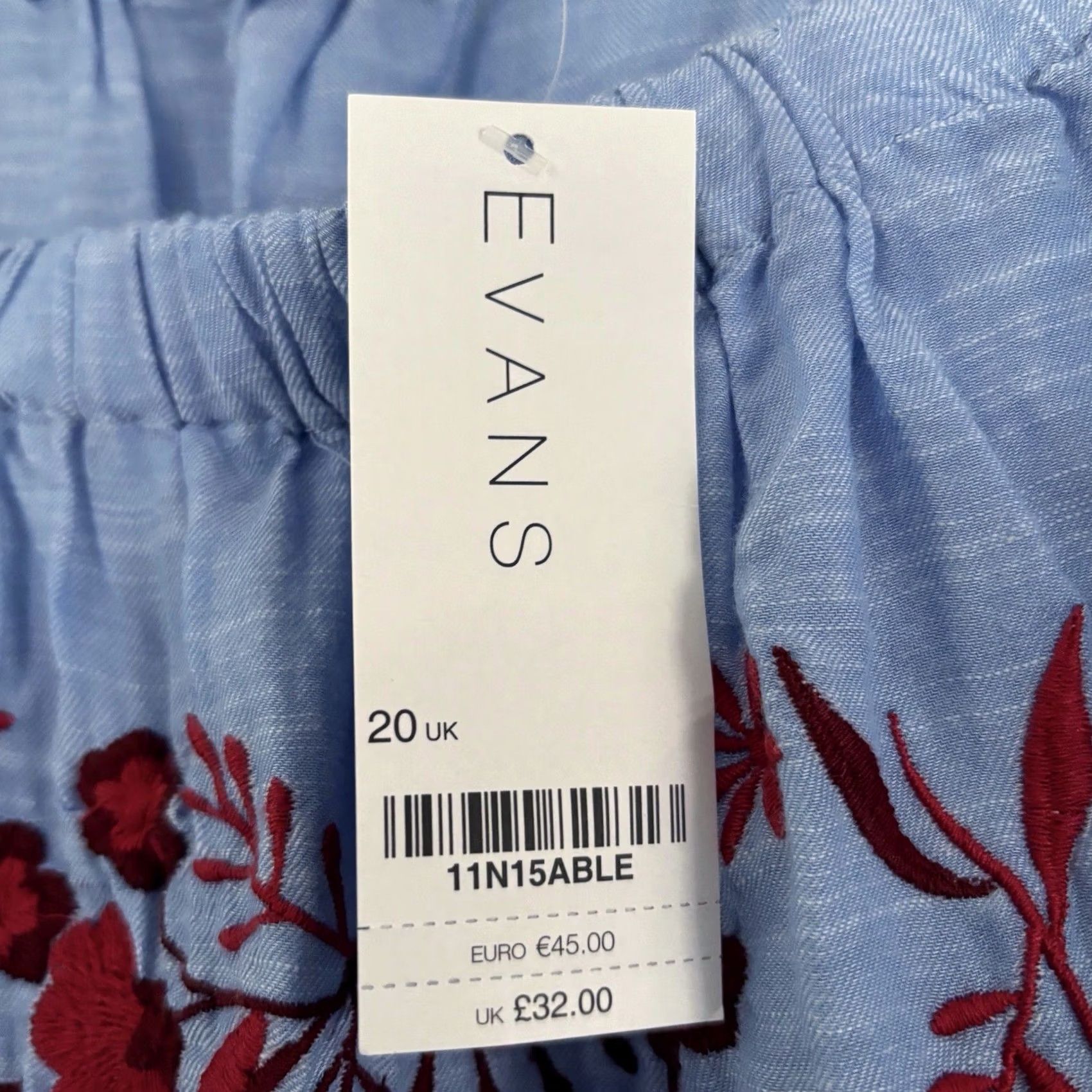 Vintage VINTAGE? No — Evans Top Off The Shoulder Blue Floral Embroidery UK 20 Womens BNWT Off The Shoulder Top Size 3XL / US 20-22 - 4 Thumbnail