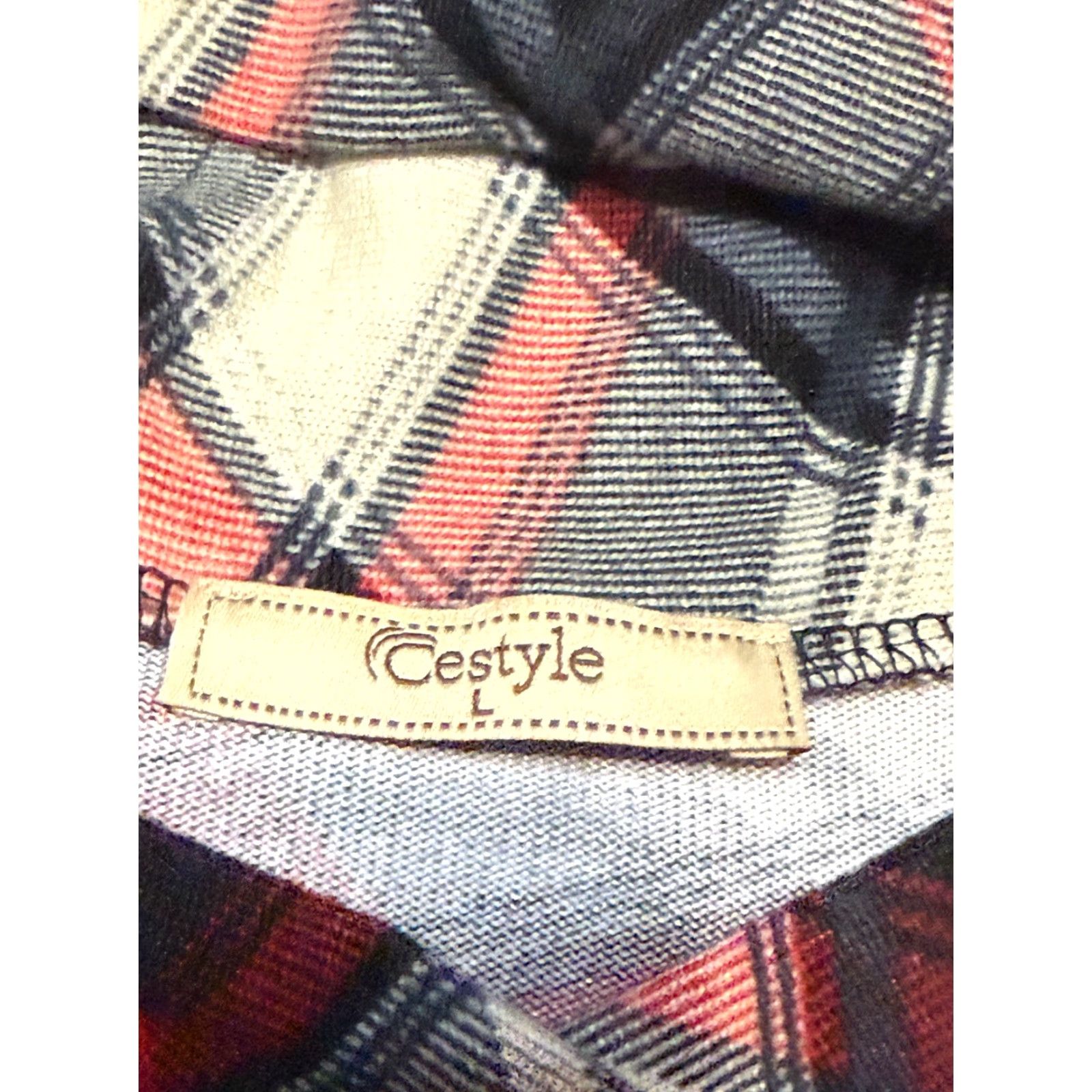 Vintage Cestyle Shirt Womens Large Plaid Black White Red Quarter Button Turtleneck Shirt - Size Large - Casual Womens Top Size L / US 10 / IT 46 - 5 Thumbnail