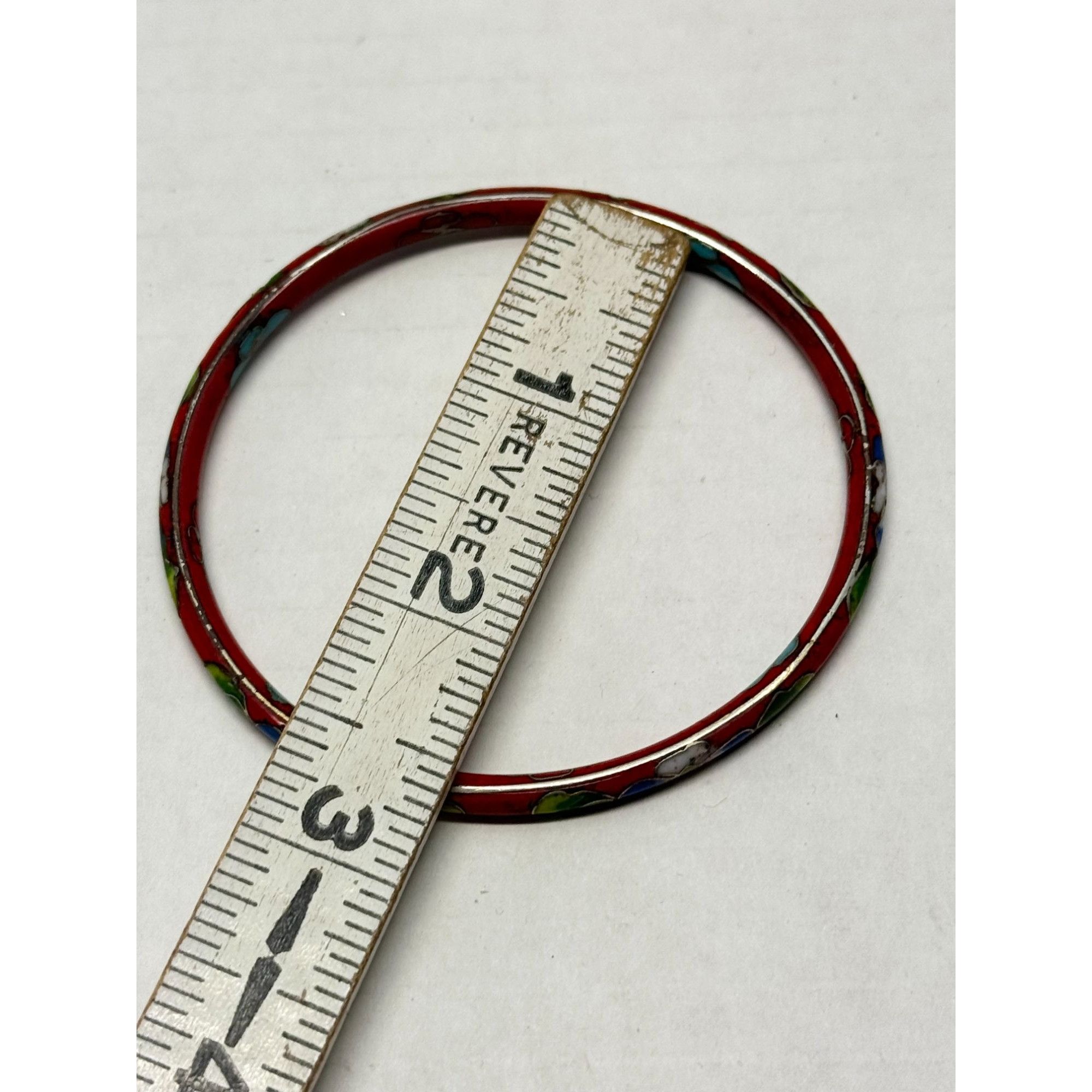 Vintage Vintage red cloisonné enamel bangle bracelet Size ONE SIZE - 4 Thumbnail