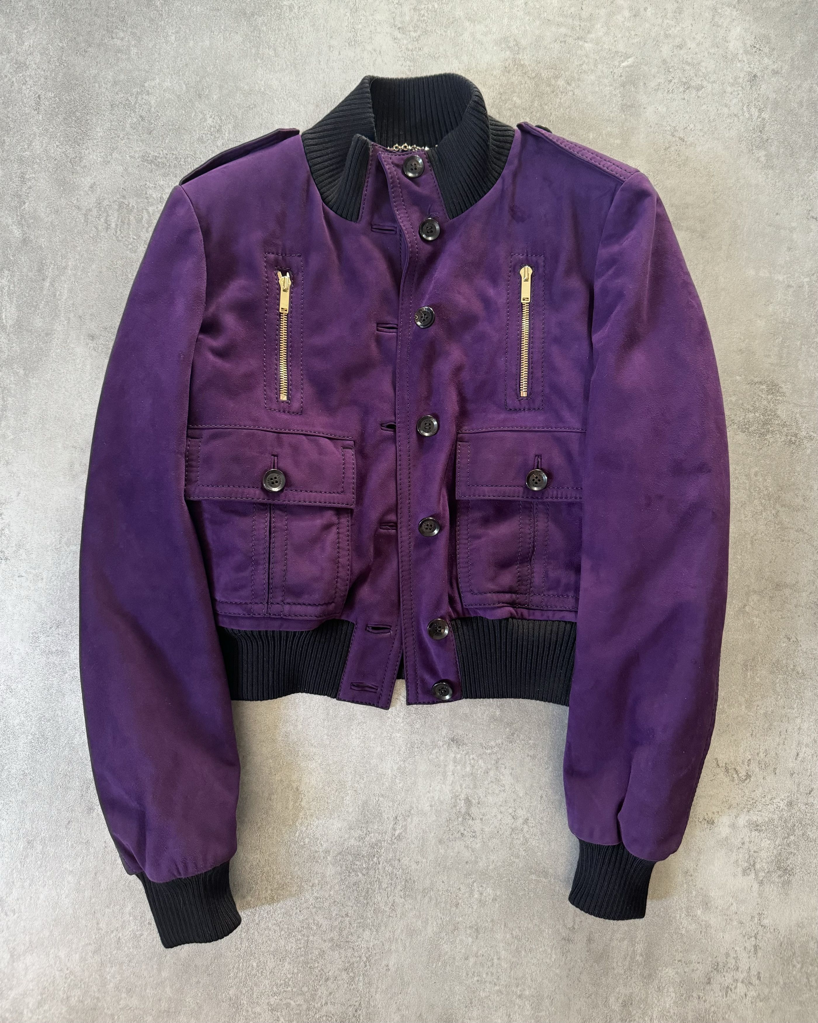 image of Archival Clothing x Gucci Purple Madonna Leather Jacket By Frida Giannini, Women's (Size Small)