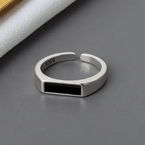 Jewelry Hirase x Kudou Black Rectangle Adjustable Ring Size ONE SIZE - 1 Thumbnail