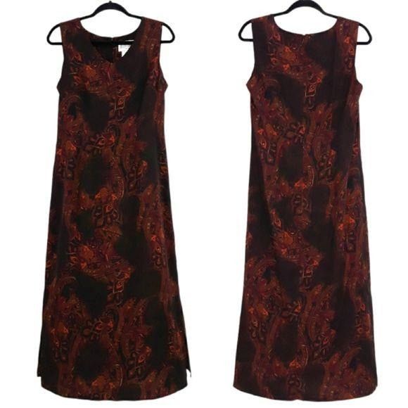 Vintage Vtg 90s Witchy Burnt Paisley Maxi Dress Sz M Black Double Sl Size M / US 6-8 / IT 42-44 - 4 Thumbnail