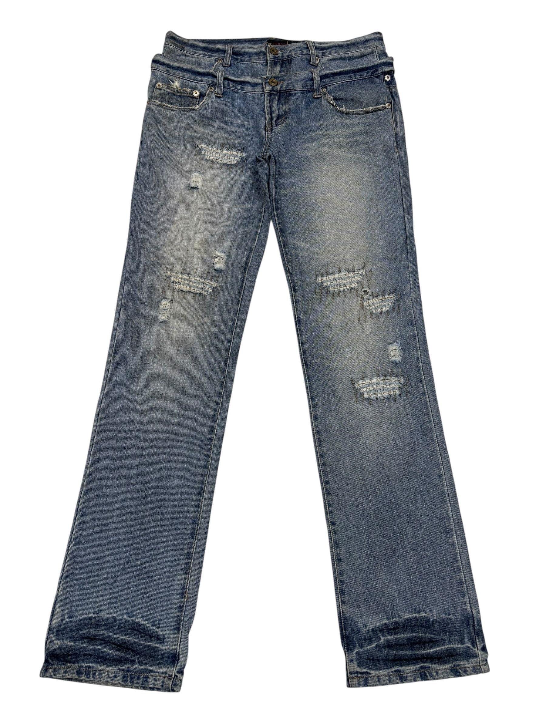 Tornado Mart ZEROSAIL Punk Double Waist Distressed Denim Jeans Size US 33 - 1 Thumbnail