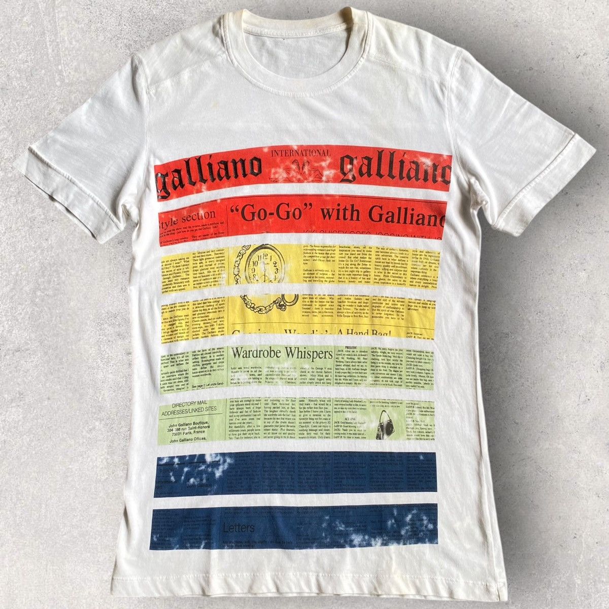 John Galliano Newspaper Gazette Color Block Tee Size US S / EU 44-46 / 1 - 2 Thumbnail