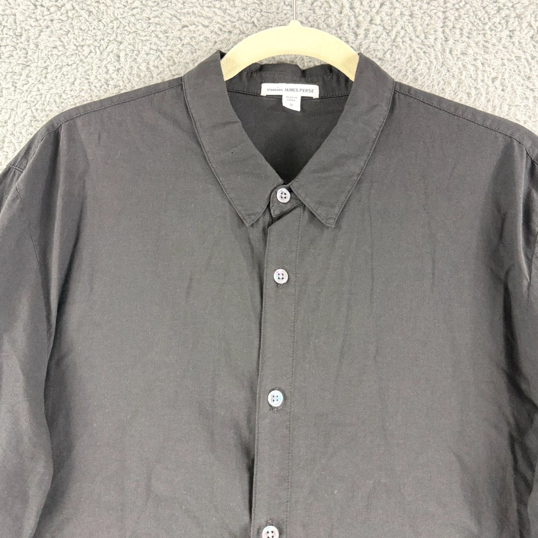 James Perse James Perse Standard Button-Up Shirt Mens M Solid Black 100% Cotton LS Size US M / EU 48-50 / 2 - 2 Thumbnail
