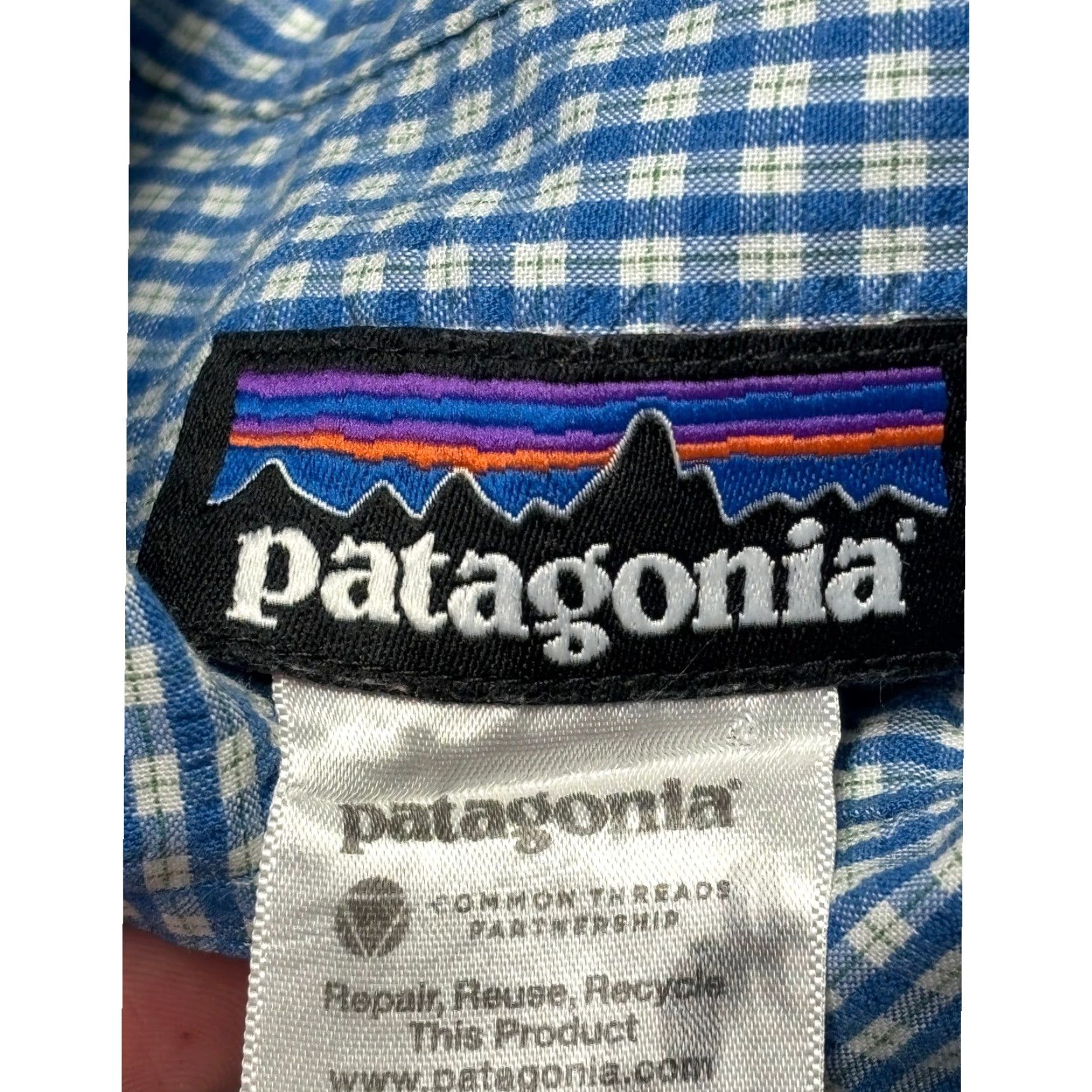 Patagonia Patagonia Mens Large Gingham Short Sleeve Button Down Shirt Blue White Plaid Shirt Size US L / EU 52-54 / 3 - 3 Thumbnail